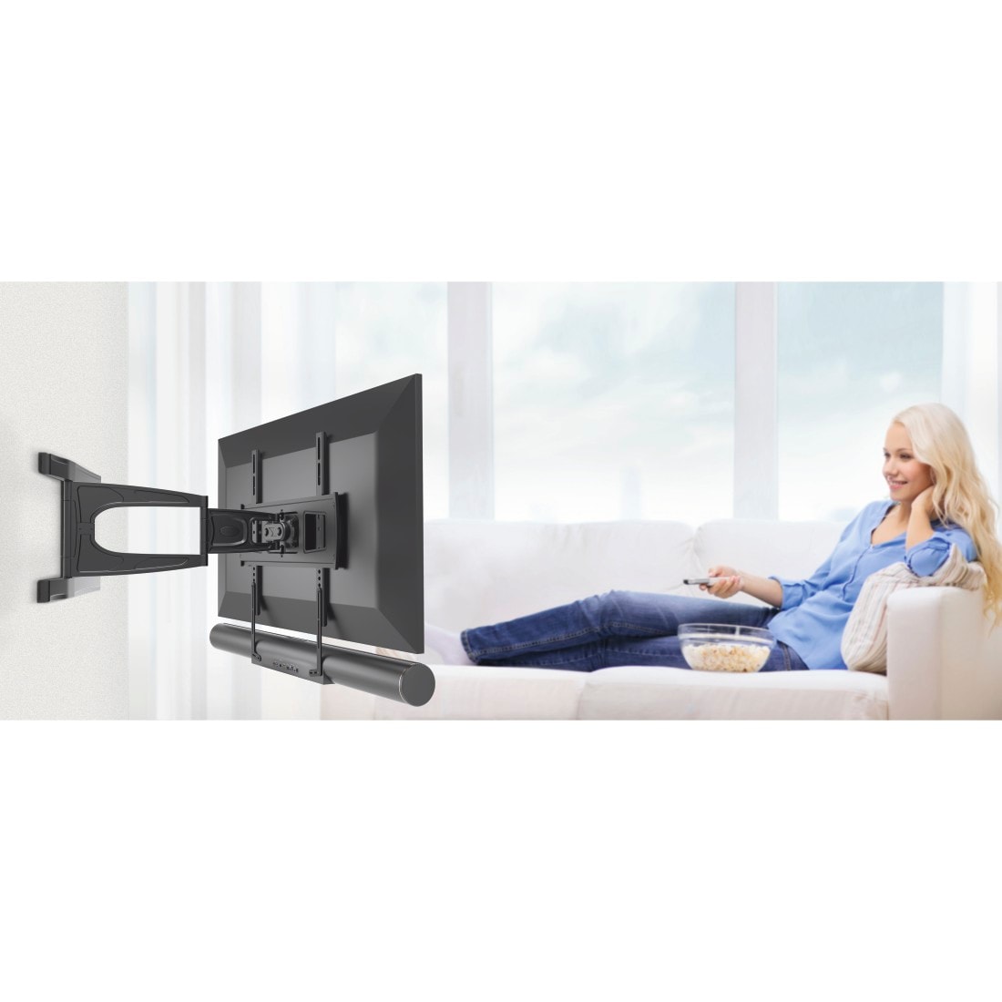 Hama Soundbar-Halterung »Soundbar Halterung für Befestigung am Fernseher, TV, universal, fix«, Farbe Schwarz, ohne Bohren, für Soundbars und Sonos Playbar, 20 kg