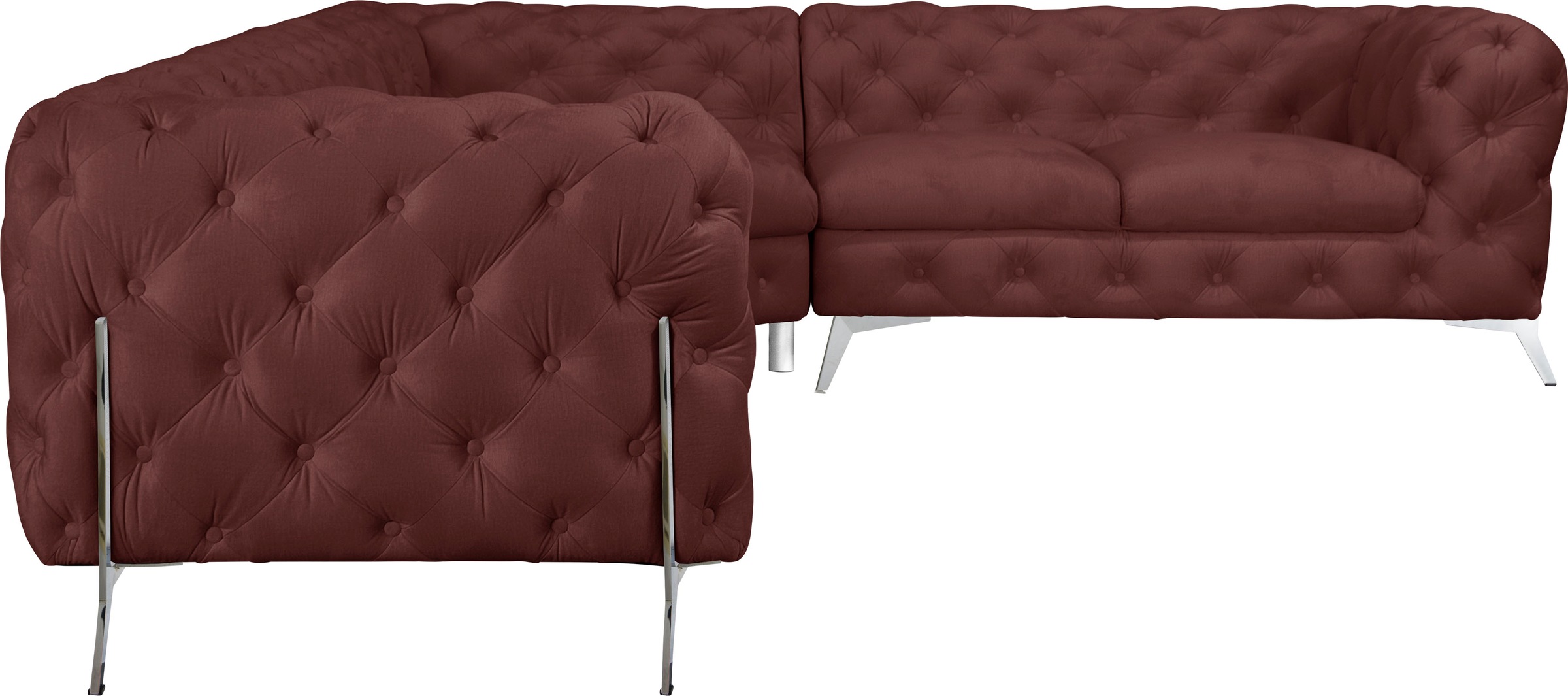 Leonique Chesterfield-Sofa »Amaury L-Form«, Chesterfield-Optik, Breite/Tiefe je 262 cm, Fußfarbe wählbar