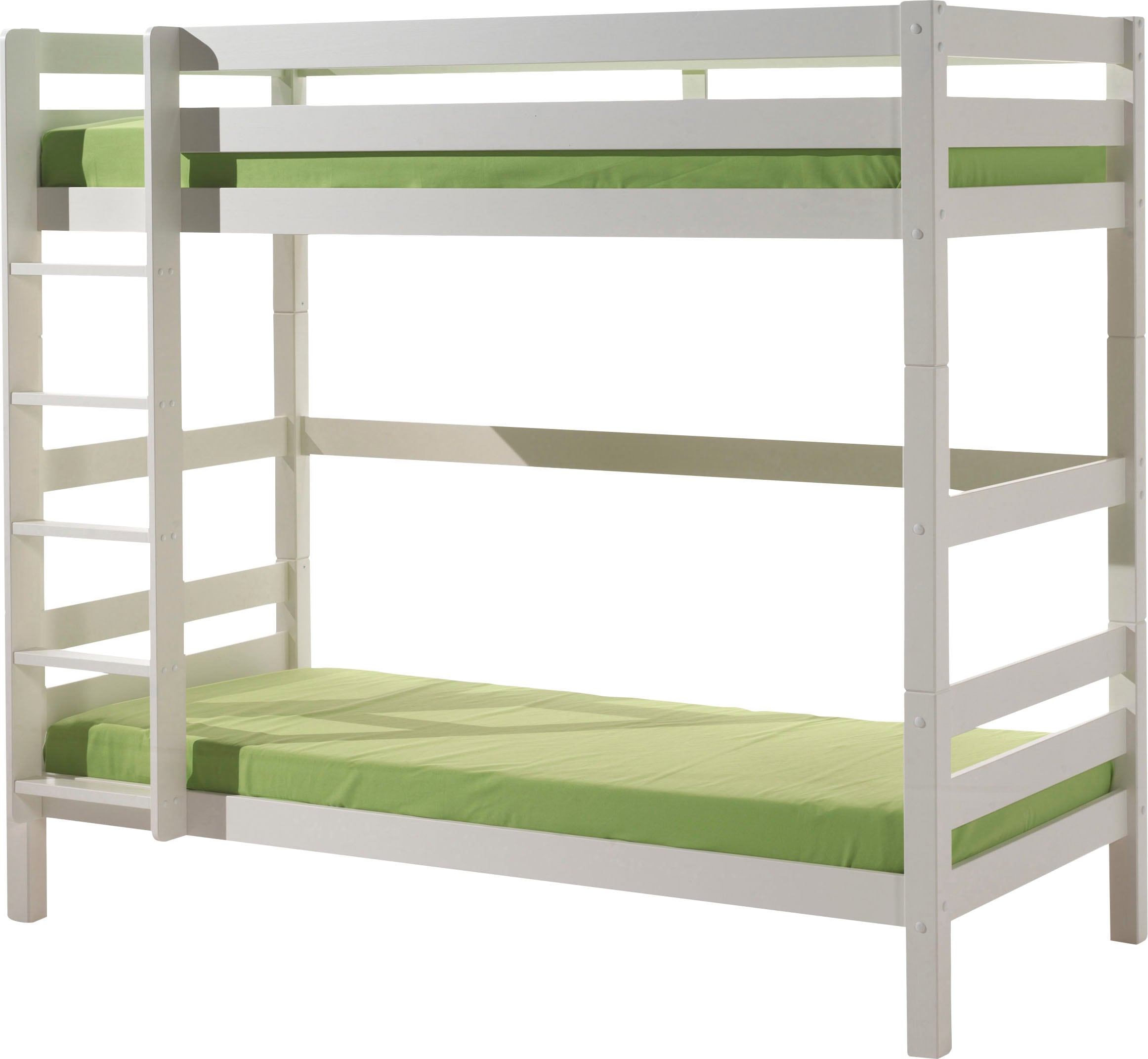 Vipack Etagenbett »Pino, inkl. Rolllattenrost, Leiter und Absturzschutz« B/H/T ca. 210x182x105cm, massiv Kiefer verschiedene Farben,  wahlweise ohne Schublade, mit 1 großen, 2 kleinen Bettschubladen