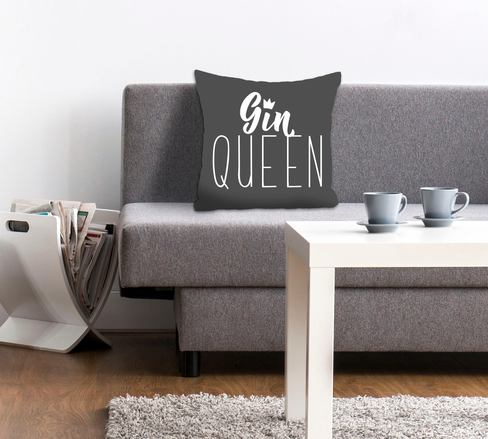 queence Dekokissen »GIN QUEEN«, Kissenhülle,Gin Queen,Spruch,Grauer Hinterg günstig online kaufen