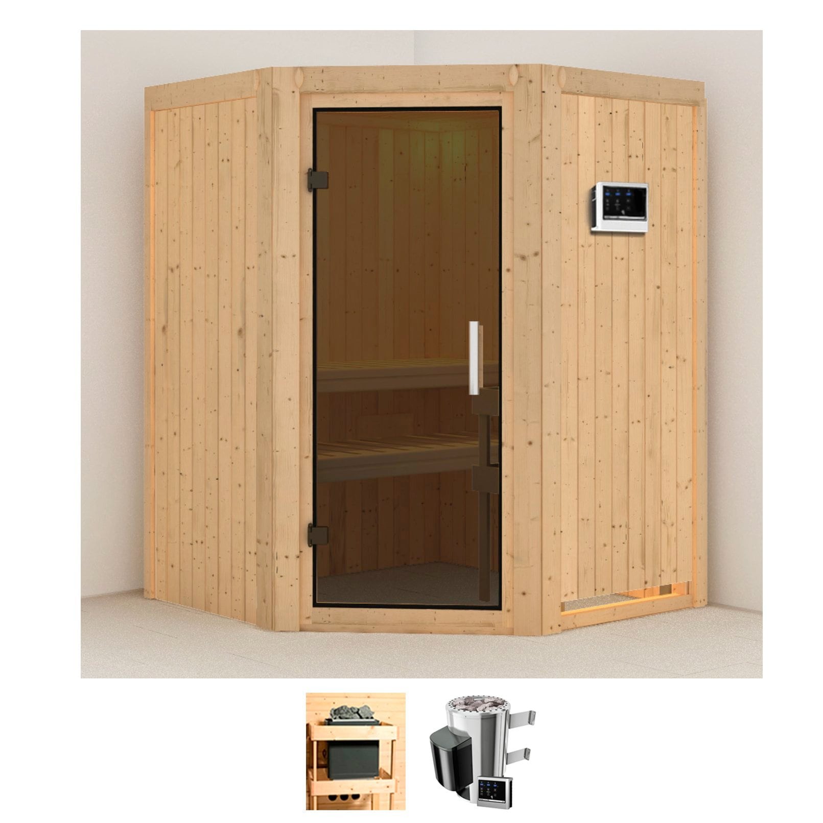 Karibu Sauna »Nanna«, 3,6-kW-Plug & Play Ofen mit externer Steuerung günstig online kaufen