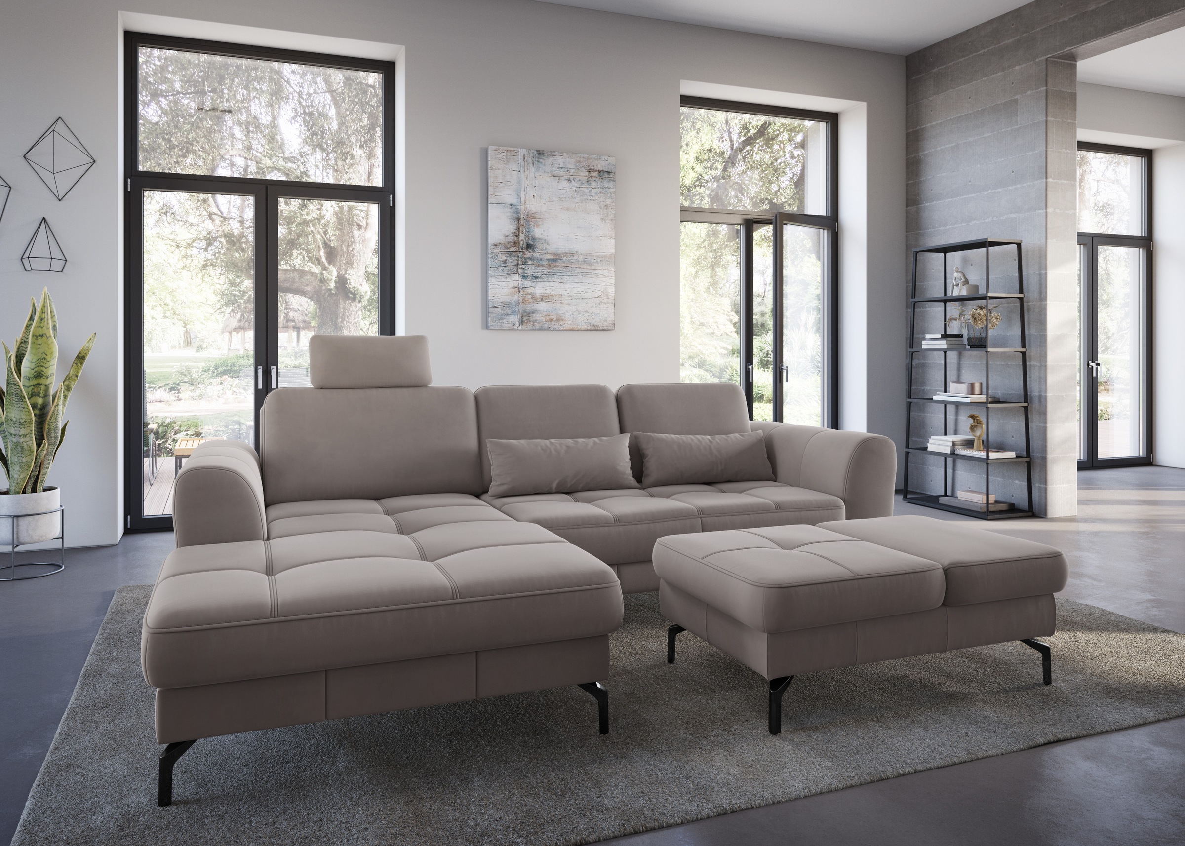 sit&more Ecksofa »Bendigo L-Form«, inklusive Sitztiefenverstellung, Bodenfreiheit 15 cm, 2 Fußfarben