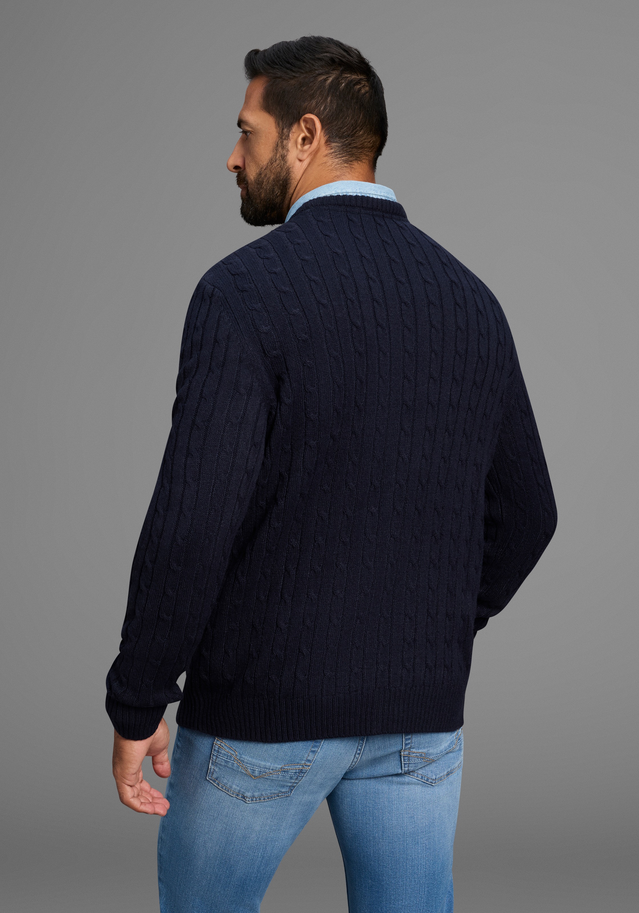 Man's World Rundhalspullover »Neue Kollektion!«, mit Zopfmuster