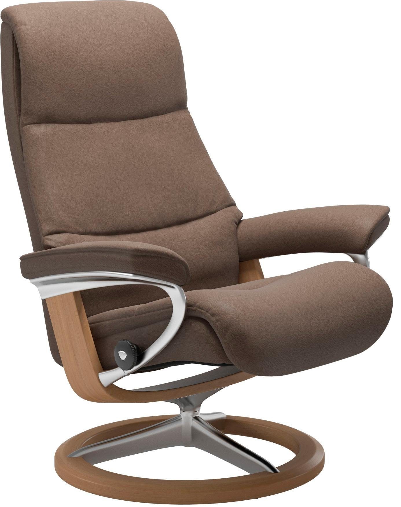Stressless® Relaxsessel »View«, (Set, Relaxsessel mit Hocker), mit Signature Base, Größe M,Gestell Eiche