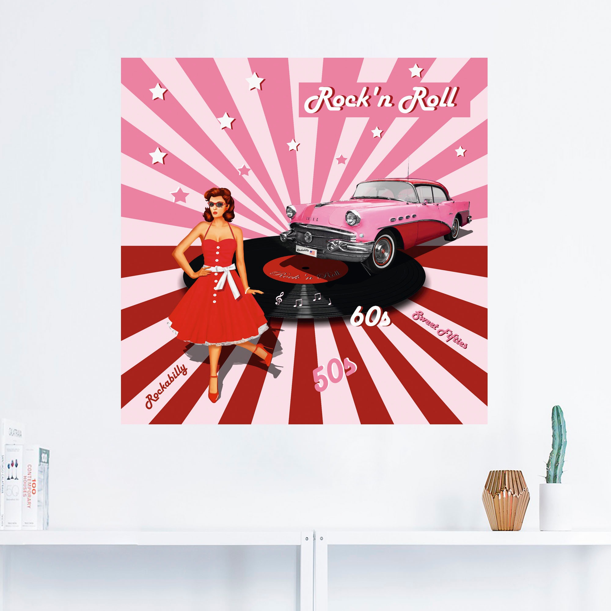 Artland Wandbild »Rock'n Roll die 50er Jahre«, Auto, (1 St.), als Alubild, Outdoorbild, Leinwandbild, Poster, Wandaufkleber
