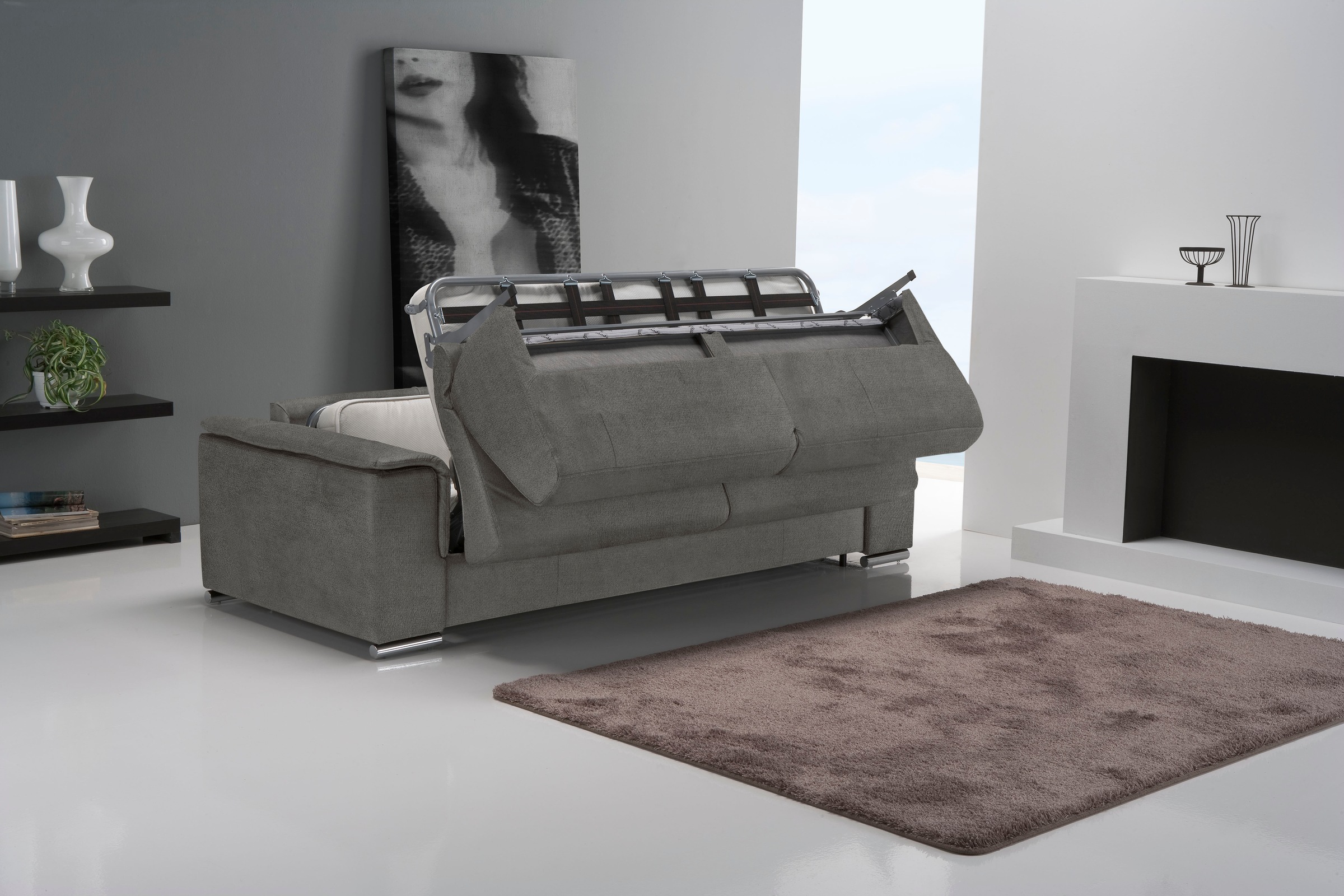 Egoitaliano Schlafsofa »Cecilia, modern & elegant, erstklassiger Sitzkomfort, Dauerschläfer«, inkl. Matratze und hochwertigem Metallbettrahmen, toller Schlafkomfort