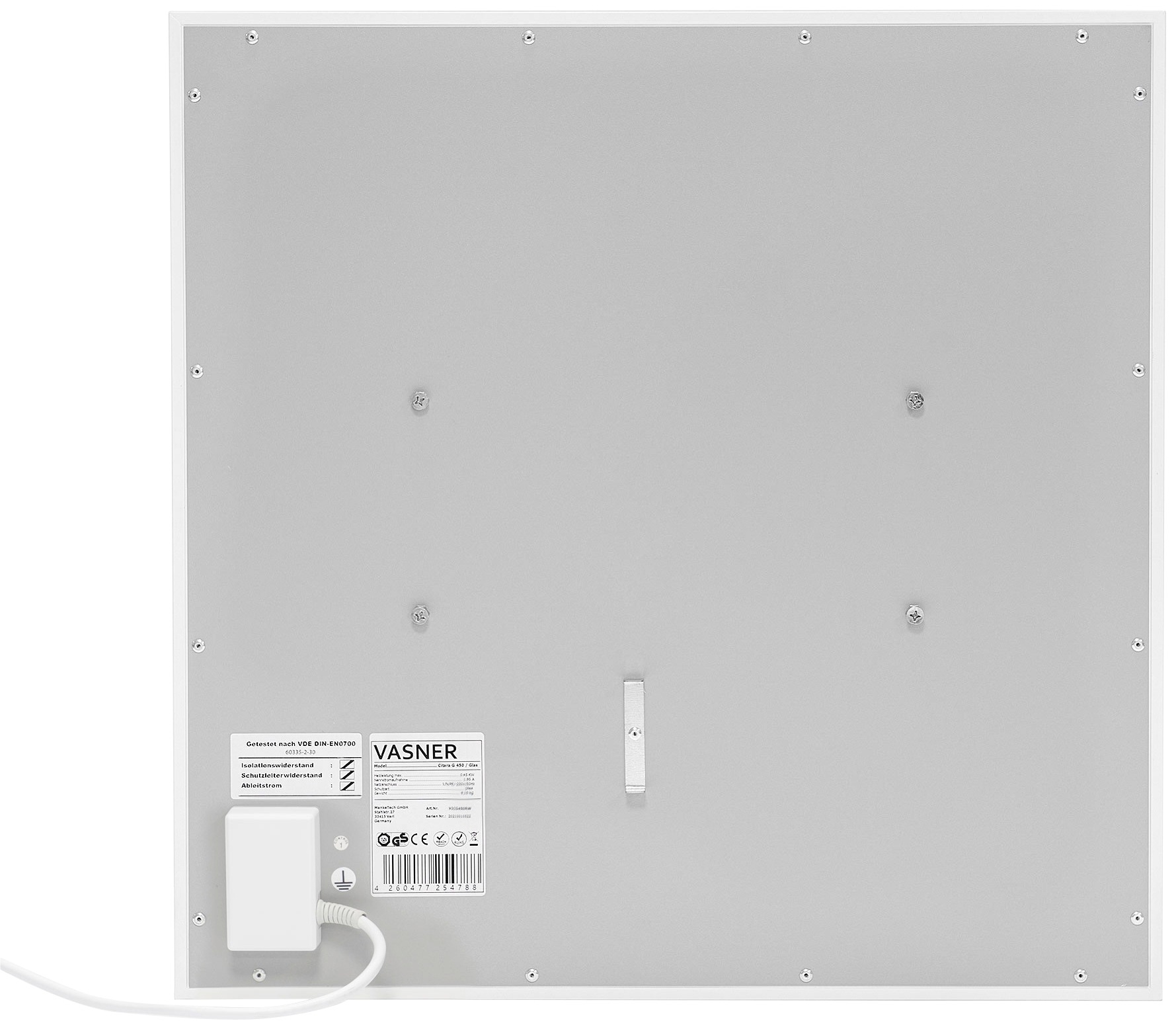 Vasner Infrarotheizung »Glas mit Rahmen weiß, 450 W, Citara G«, Infrarot Glasheizung, IP44 Bad geeignet