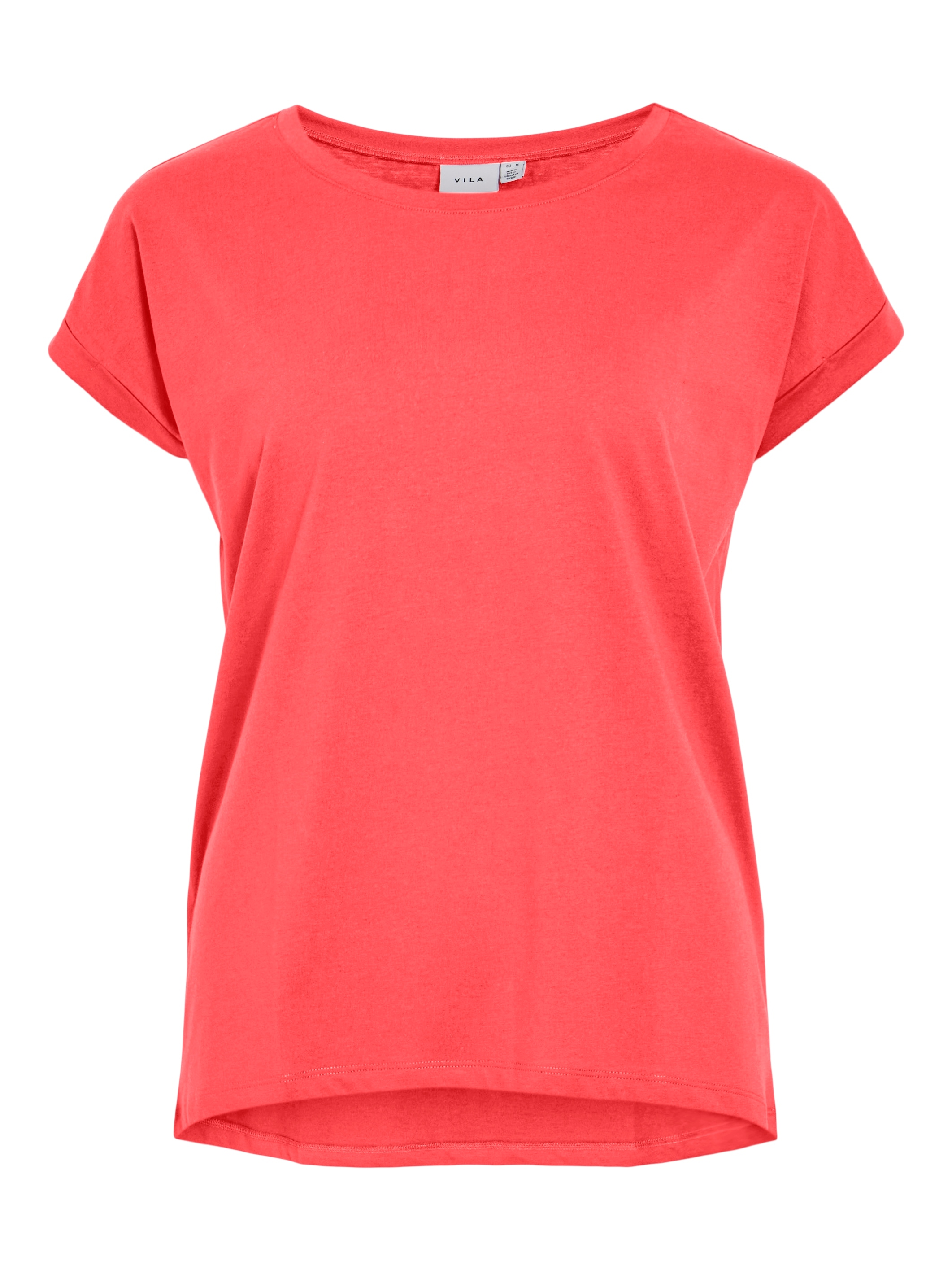 Vila Rundhalsshirt »VIDREAMERS NEW PURE T-SHIRT/SU-NOOS« Basic Damen-T-Shirt mit Rundhalsausschnitt und umgeschlagenen Ärmeln