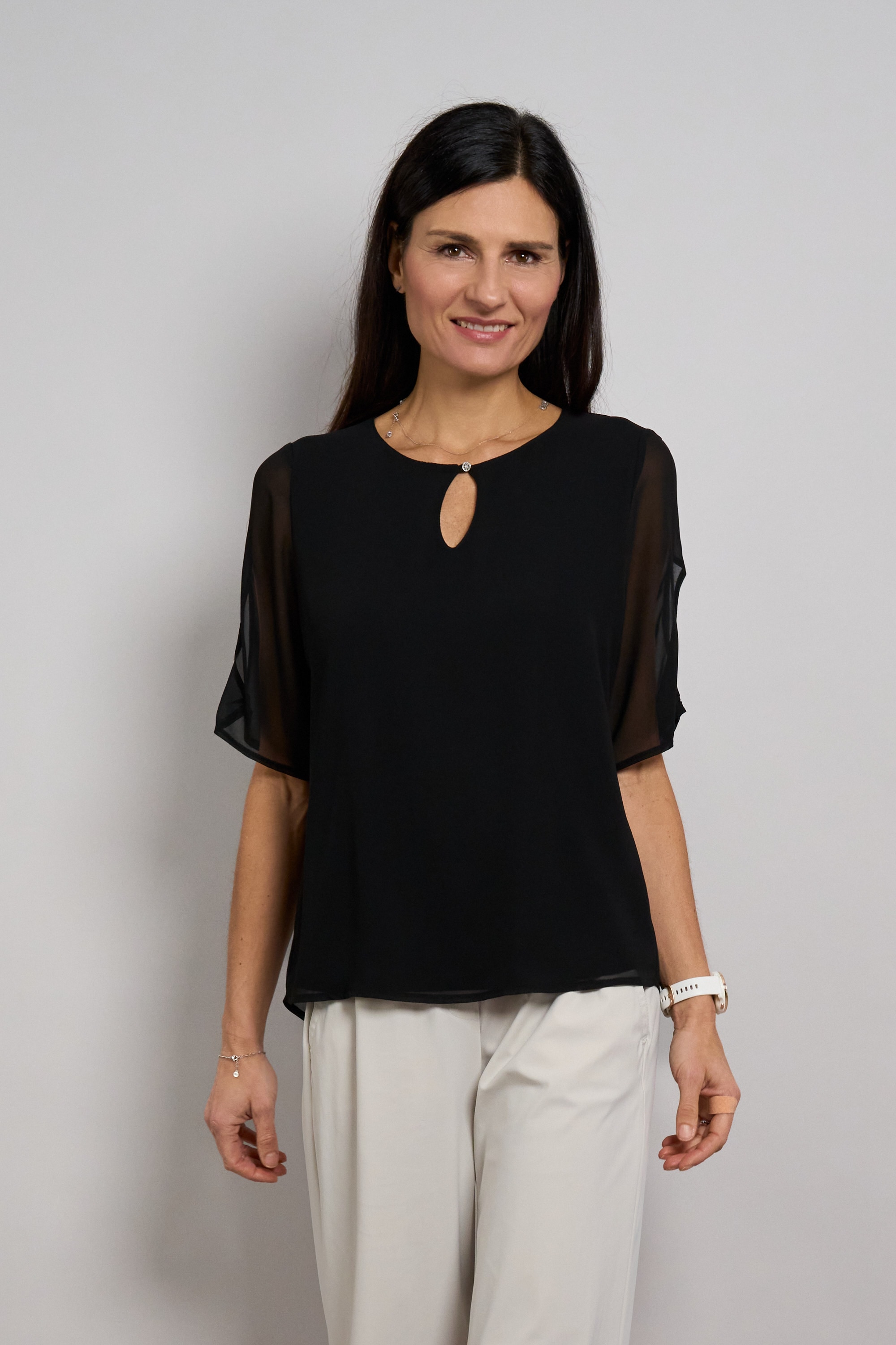 Seidel Moden Chiffonbluse »Otto exclusiv« Halbarm mit Cut-Out-Detail und Glitzerstein - MADE IN GERMANY