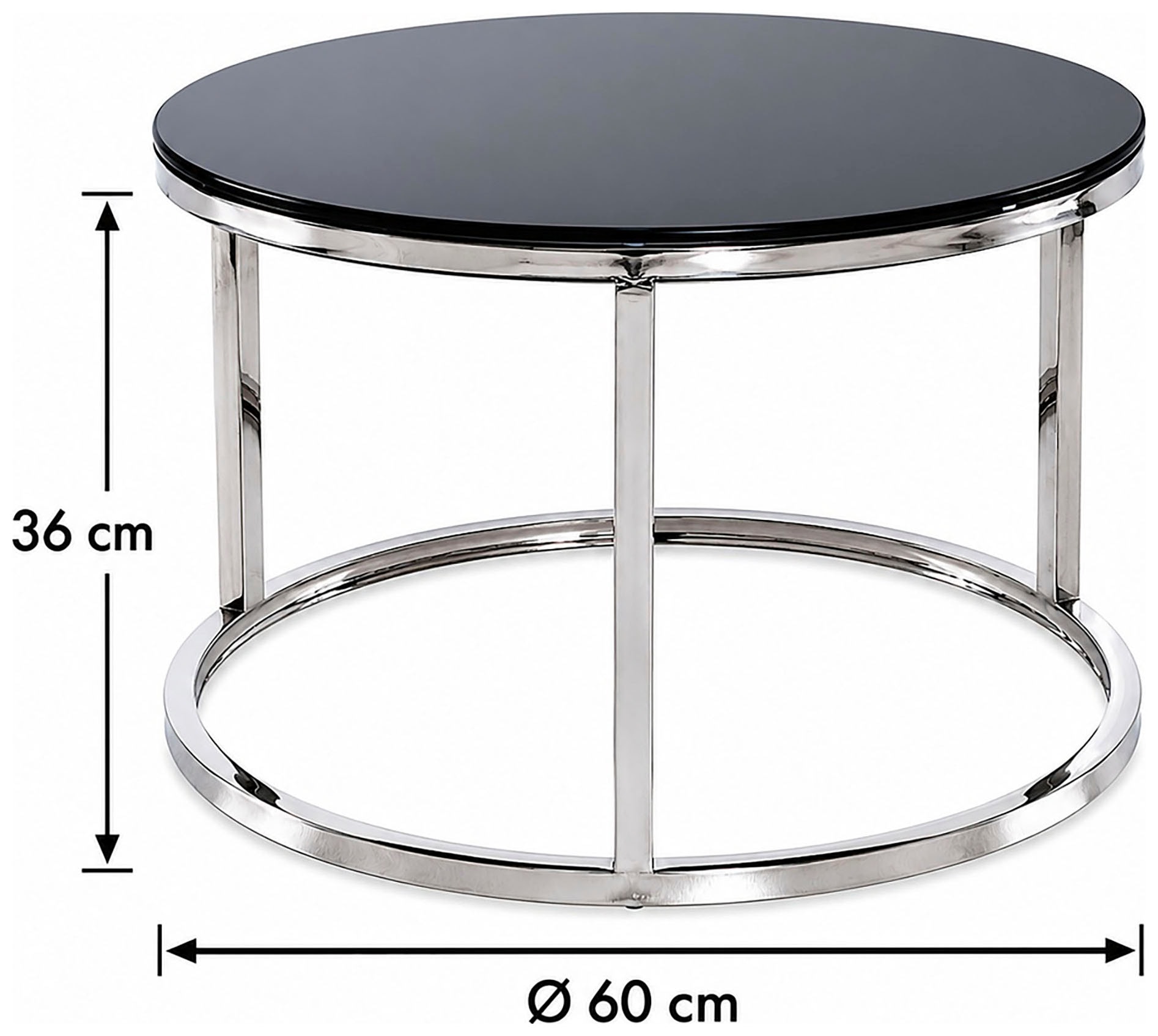 HAKU Beistelltisch »Sofatisch, Wohnzimmertisch« 1 Stk. tlg. rund - aus Metall Silber - Ø/H 60/36 cm