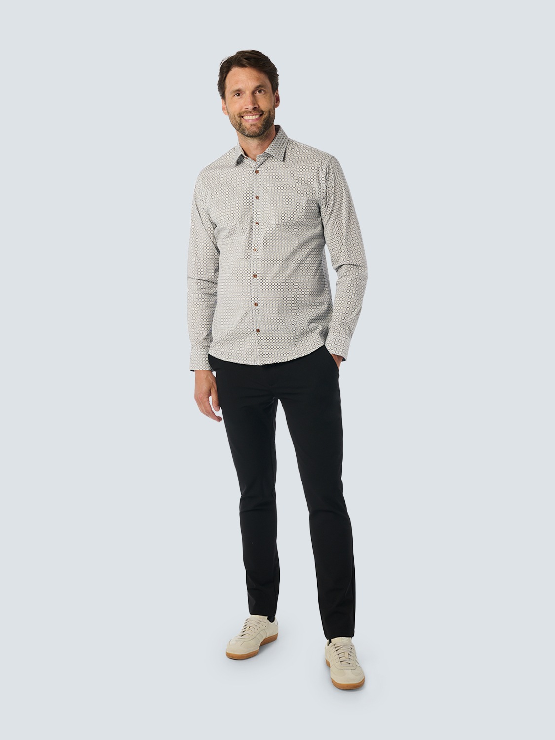 NO EXCESS Langarmhemd »No Excess Stilvolles Winterhemd mit dynamischem Allover-Muster«