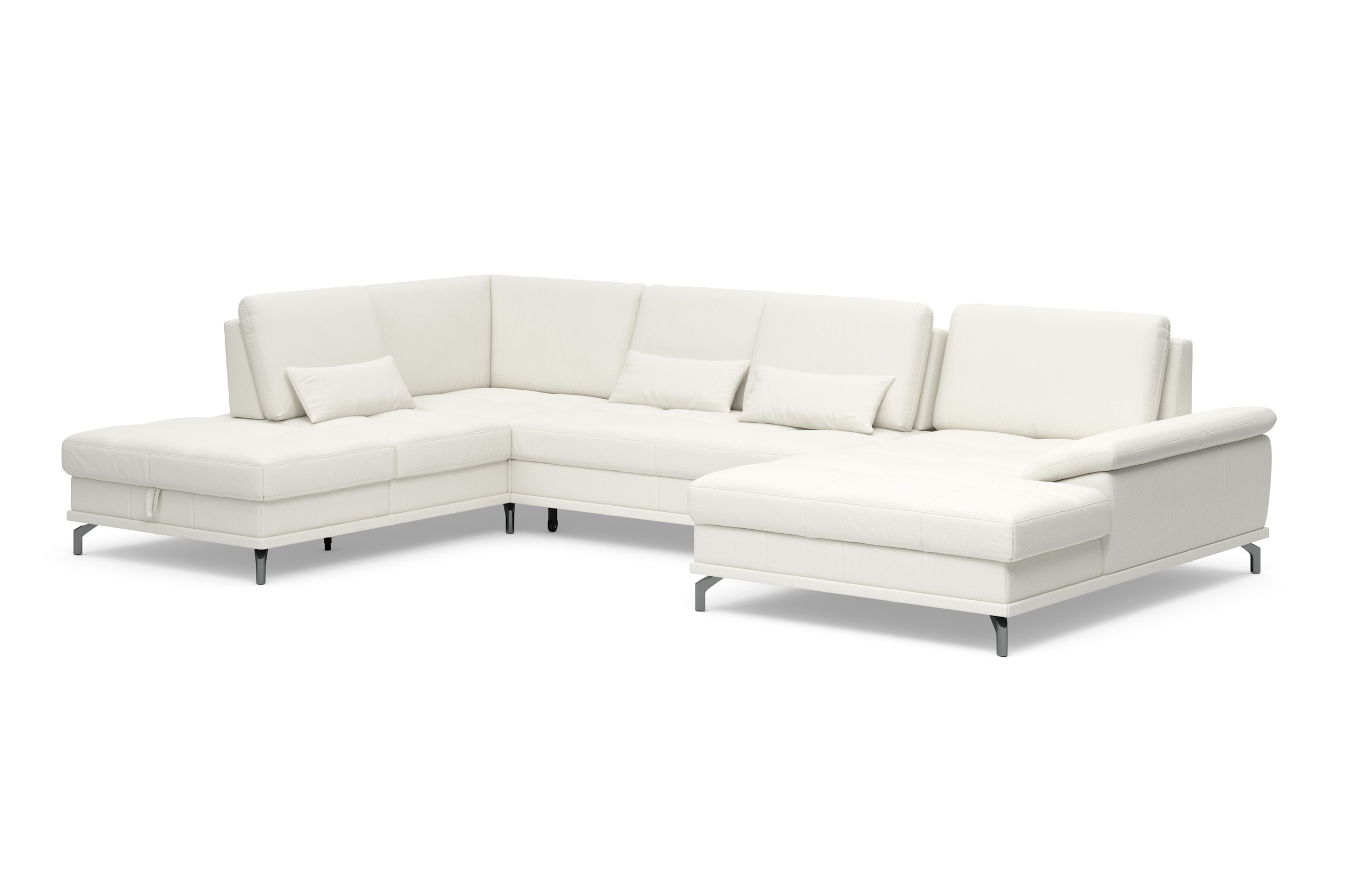 Places of Style Wohnlandschaft »Costello U-Form, mit Sitztiefenverstellung, Armteilverstellung und«, 3 Nierenkissen, optional Bettfunktion und Bettkasten