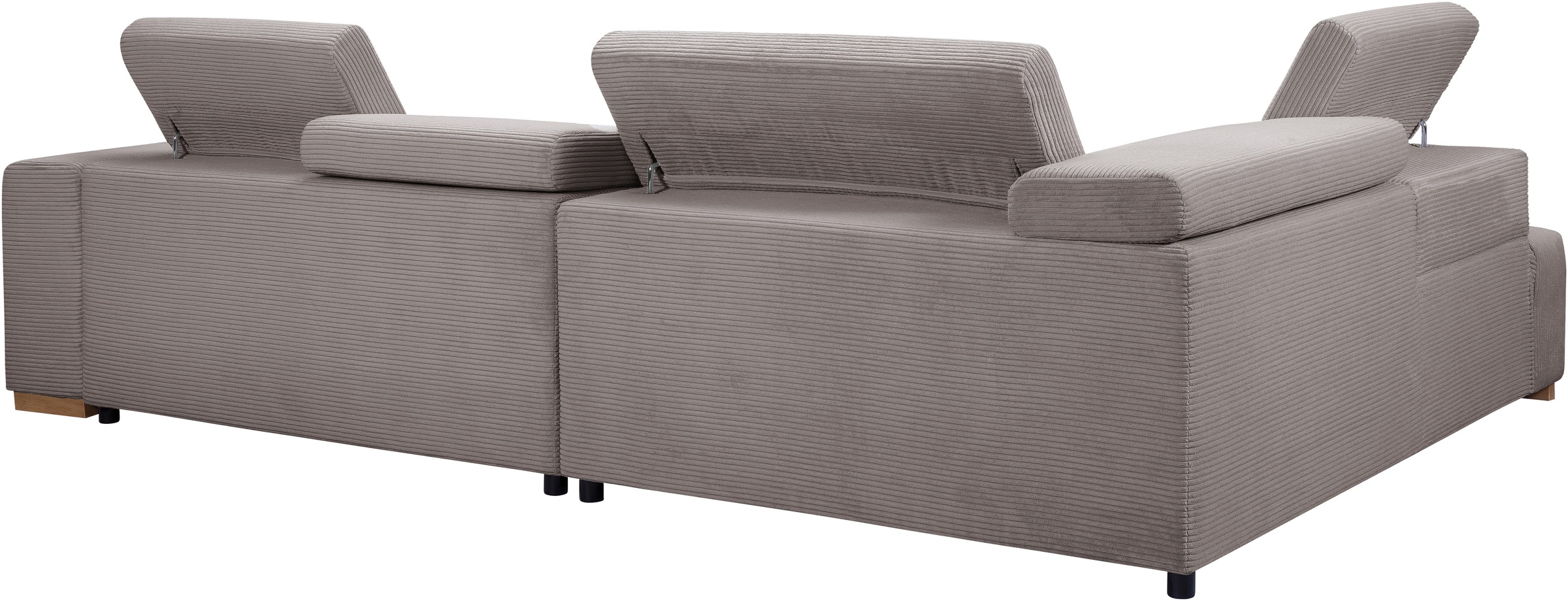 exxpo - sofa fashion Ecksofa »Elianos, hoher Sitzkomfort, aufwendige Kreuzsteppung im Sitz, L-Form«, Kopfteile & Sitztiefe verstellbar, mit Bettfunktion, Cord, cappuccino