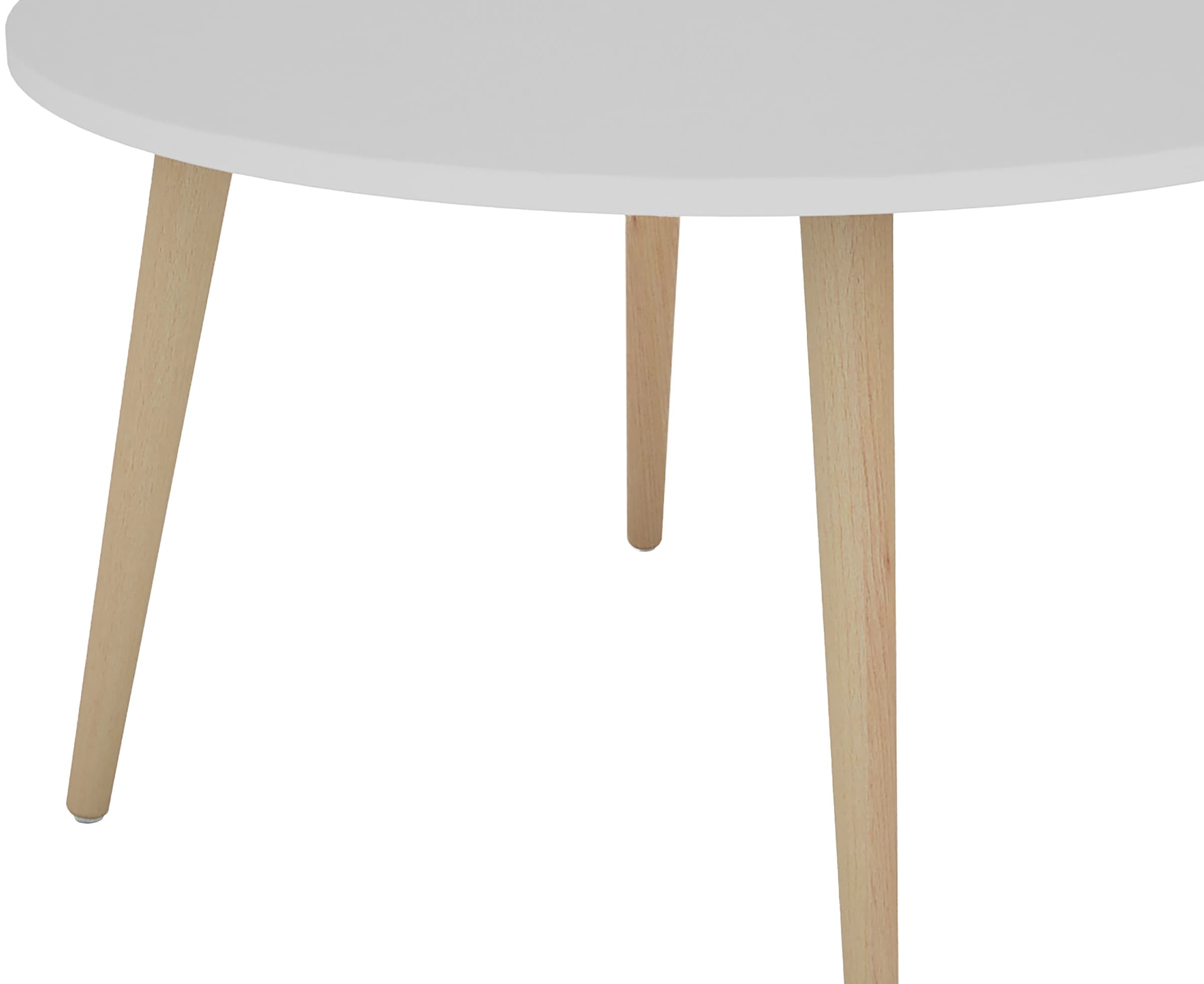 byLIVING Couchtisch »LASSE« Tischplatte weiß, Gestell Buche natur, Breite: 80 cm