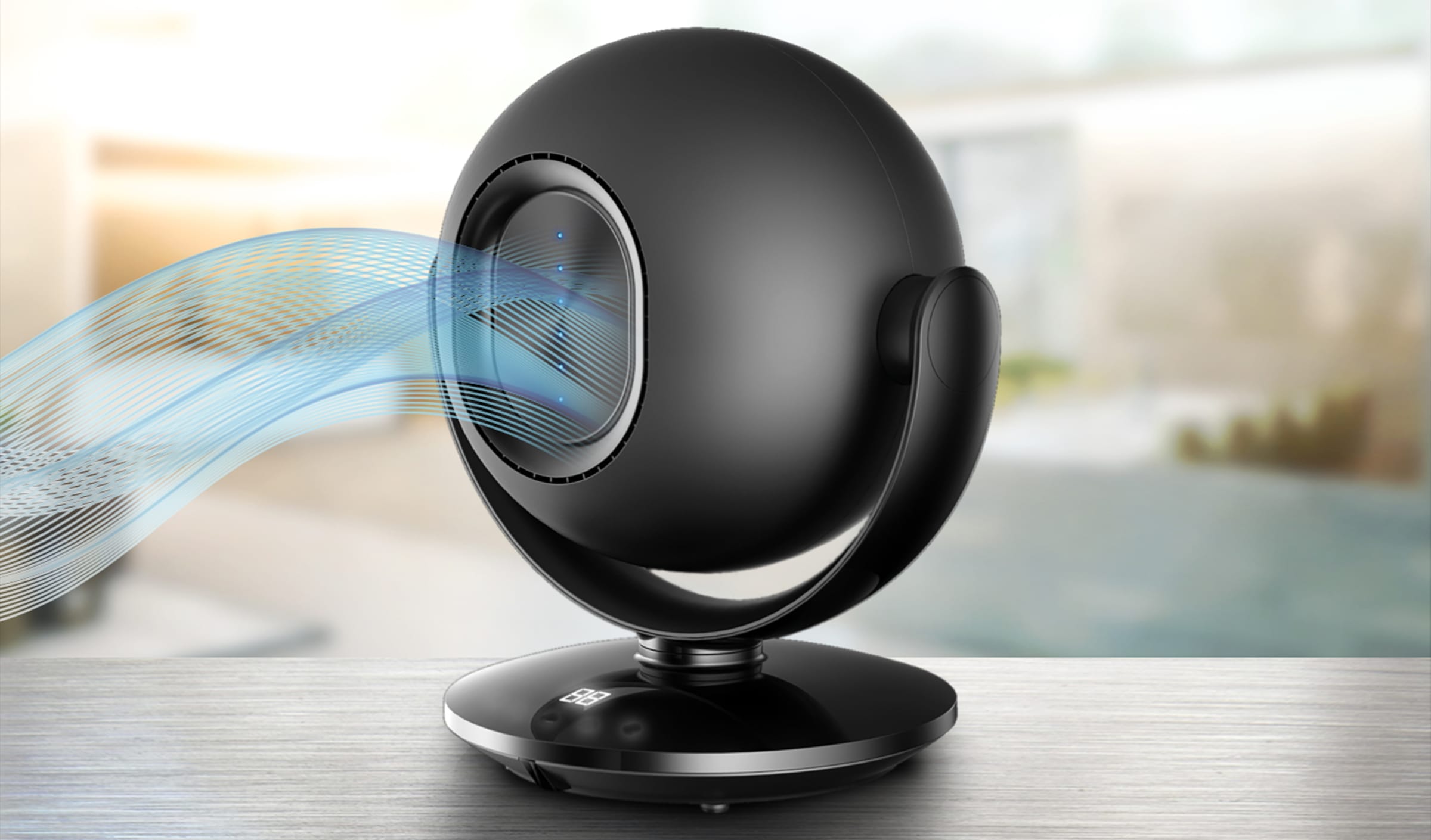 Sonnenkönig Tischventilator »Viento, LED Anzeige, Touch-Funktion, 6 Ventilationsstufen,«, Fernbedienung, Schlafmodus, Oszillation, keine Rotorblätter