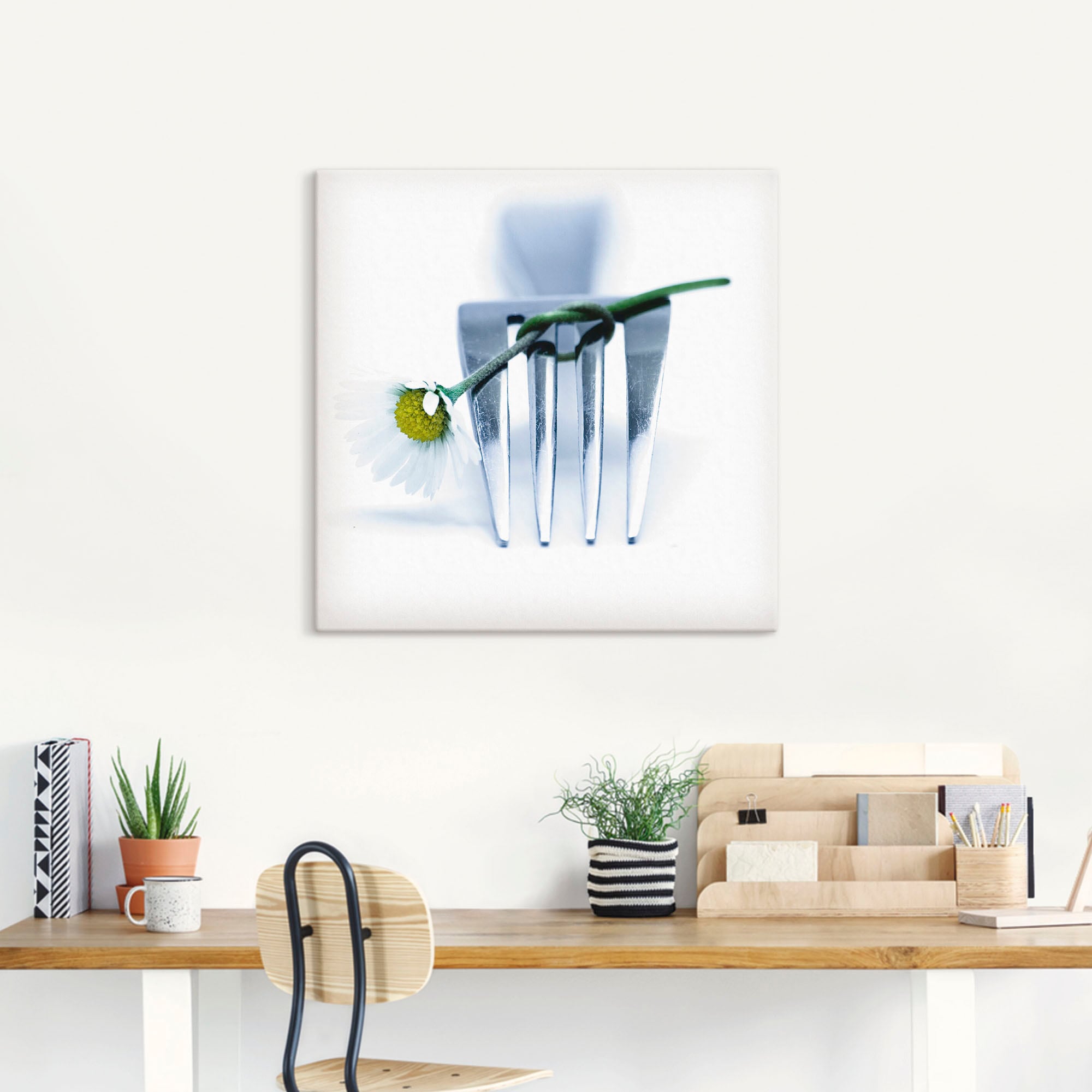 Artland Wandbild »Gabel und Blume« Geschirr & Besteck 1 Stk. tlg. als Leinw günstig online kaufen