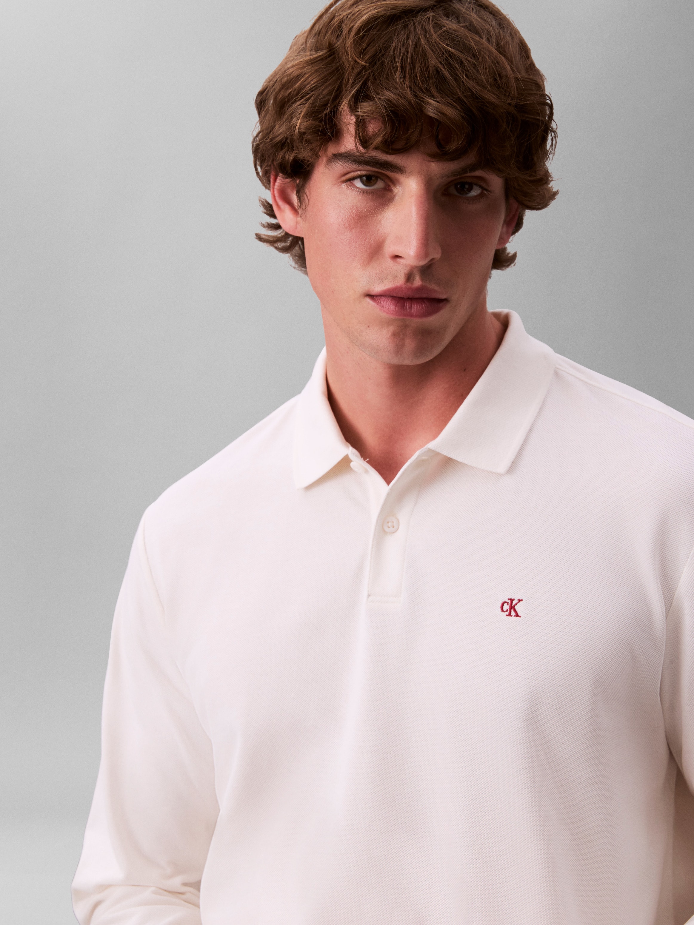 Calvin Klein Jeans Langarm-Poloshirt Regular fit mit Rundhalsausschnitt