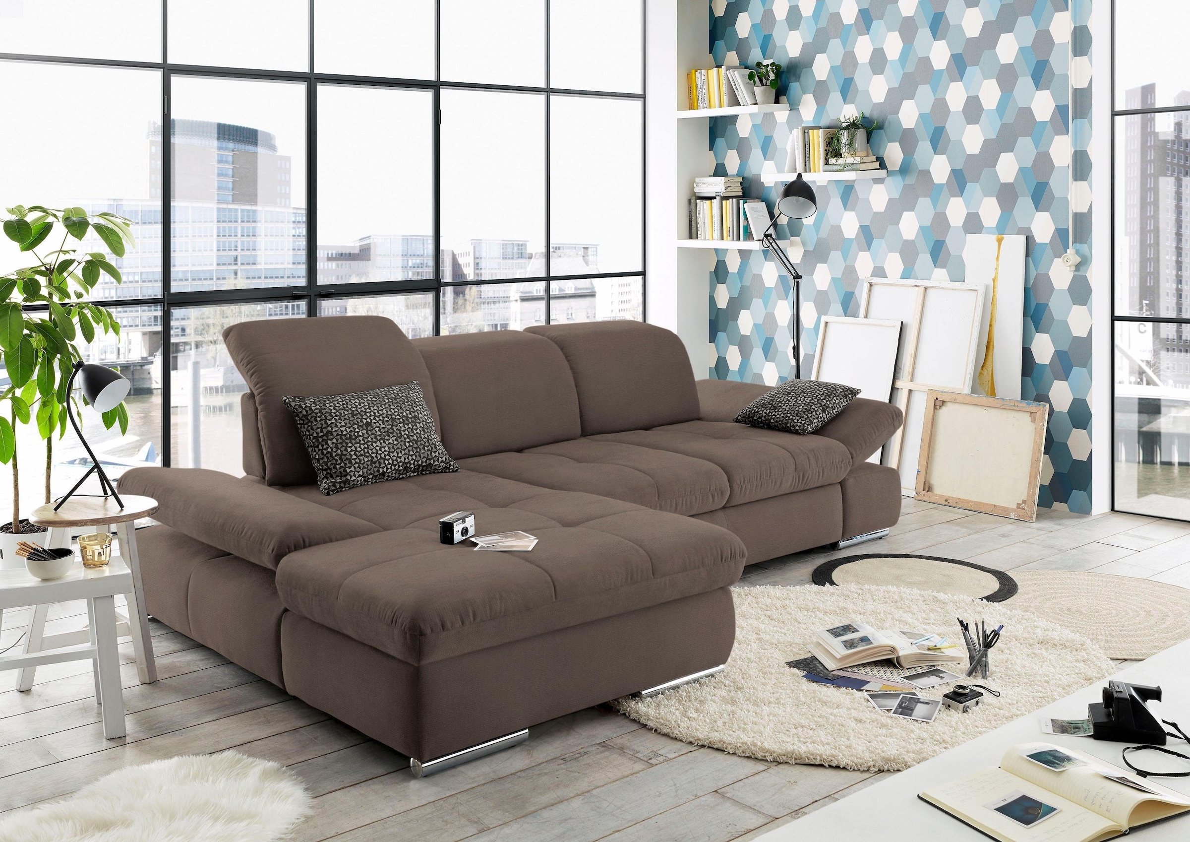 set one by Musterring Ecksofa »SO4100 V«, mit verstellbaren Kopfteilen, wah günstig online kaufen