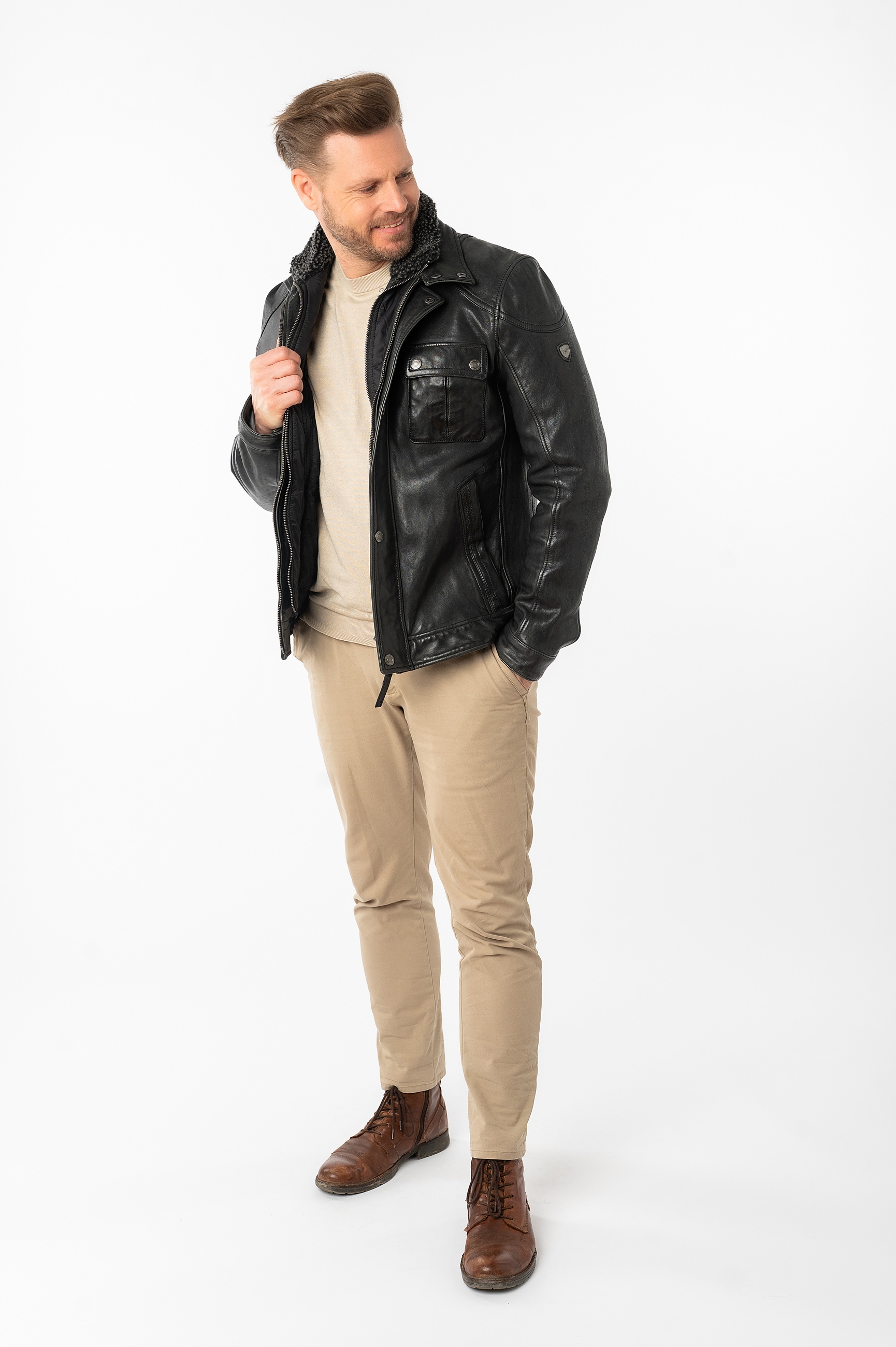 Mauritius Lederjacke »MMGarreck« mit Stehkragen