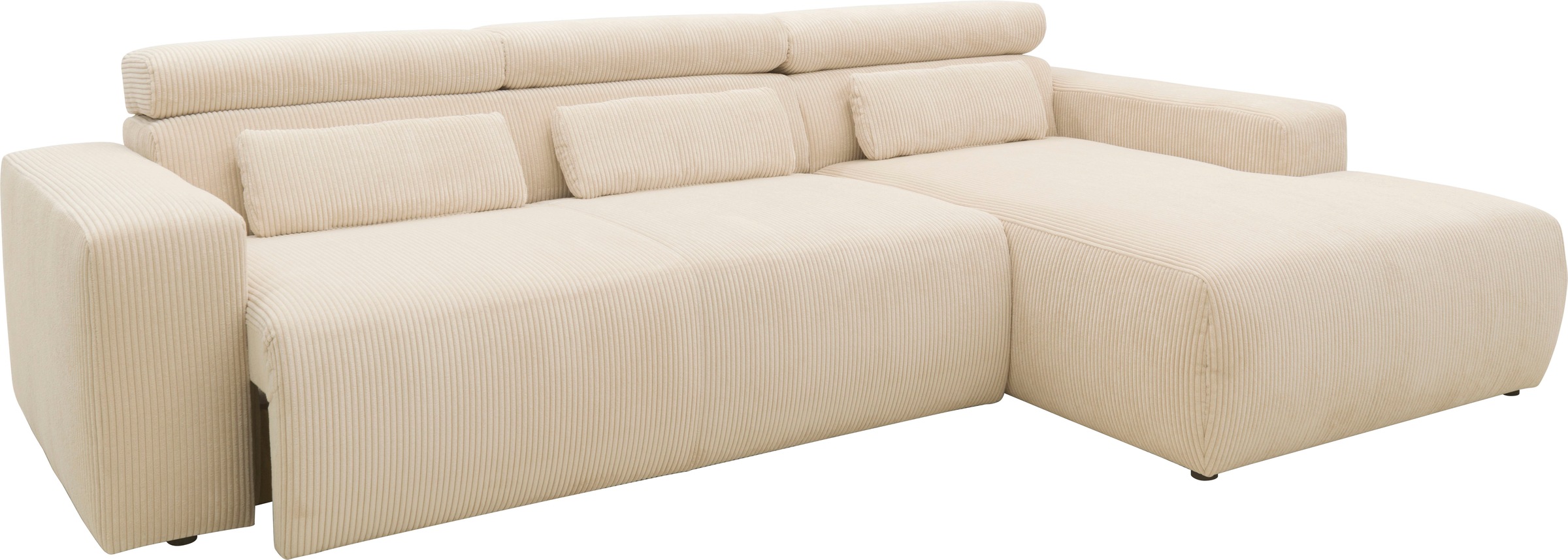 DOMO collection Ecksofa »Brandon B/T/H: 289/177/80 cm, belastbar bis 140kg/ Sitz, auch in Cord«, mit Kopfteilverstellung, wahlweise Sitztiefenverstellung, L-Form
