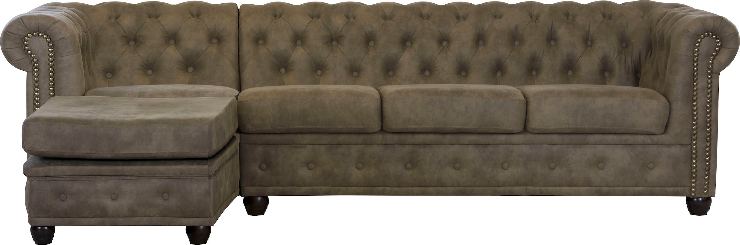 Home affaire Chesterfield-Sofa »Rysum L-Form«, Chesterfield-Optik mit Ottomanen-Abschluß