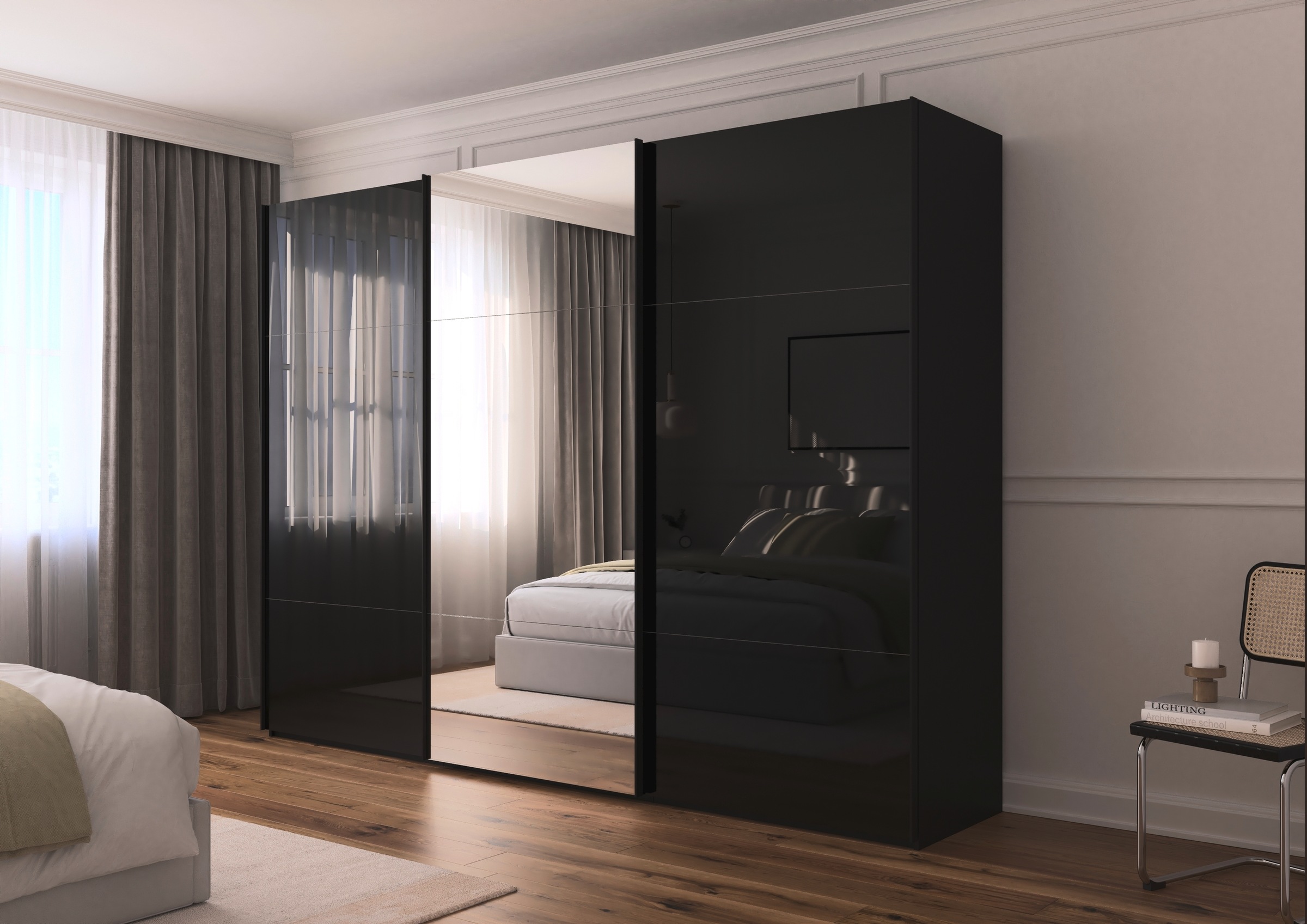 rauch Schwebetürenschrank »Kleiderschrank Schrank Garderobe Schlafzimmerschrank CONTIDO«, (in 3 verschiedenen Ausstattungen BASIC/CLASSIC/PREMIUM), aus hochwertigem Material in 6 Breiten 2 Griff-Farben MADE IN GERMANY