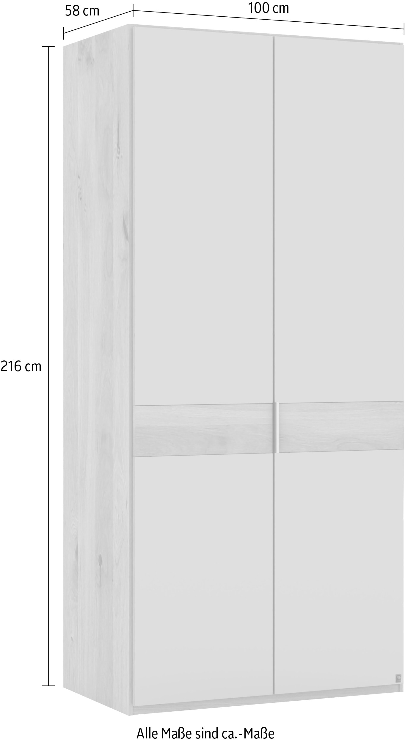 Musterring Drehtürenschrank »Savona, Kleiderschrank, Schrank, Garderobe, teilmassiv Eiche«, (mit Türdämpfern, mit Spiegel oder Glas, extra Böden, MADE IN GERMANY), Türen in Bianco-Eiche massiv, Spiegel-/Glastüren, verschiedene Größen