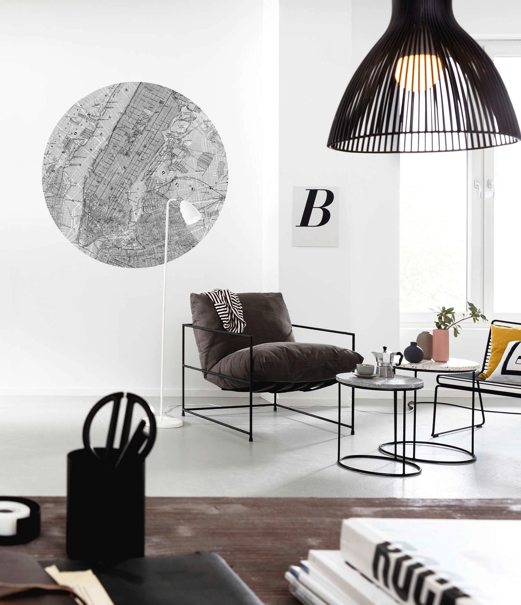 Komar Vliestapete »Vlies selbstklebend - Map - Größe 125 x 125 cm«, bedruckt, Wohnzimmer, Schlafzimmer