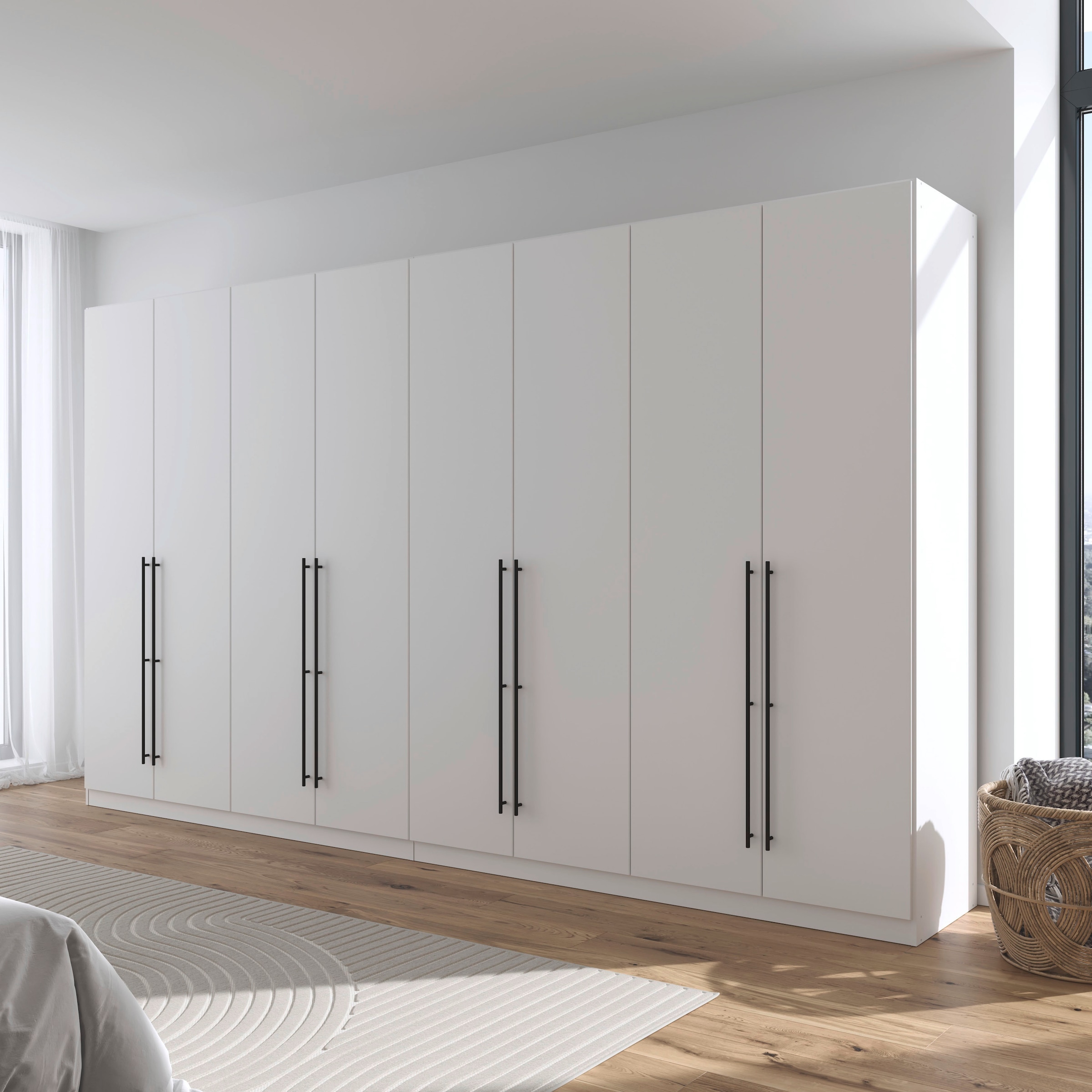 rauch Kleiderschrank »Drehtürenschrank Schrank Garderobe Wäscheschrank Schlafzimmer AVOLA«, (in 3 verschiedenen Ausstattungen BASIC/CLASSIC/PREMIUM), mit hochwertigen Stangengriffen in Schwarz aus Metall MADE IN GERMANY