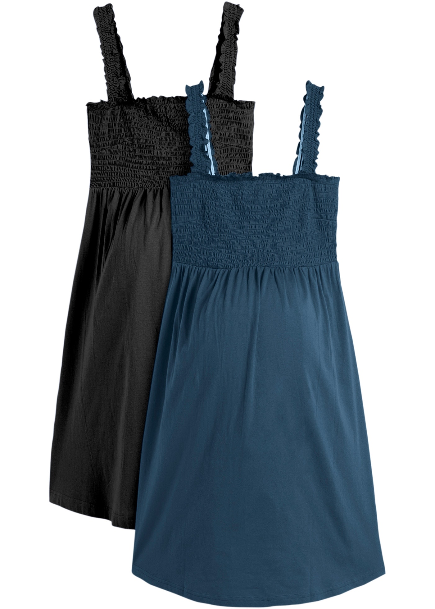 bonprix Umstandskleid Packung, 2 tlg. aus reiner Baumwolle, A-Linien-Passform, im Empireschnitt, ärmellos