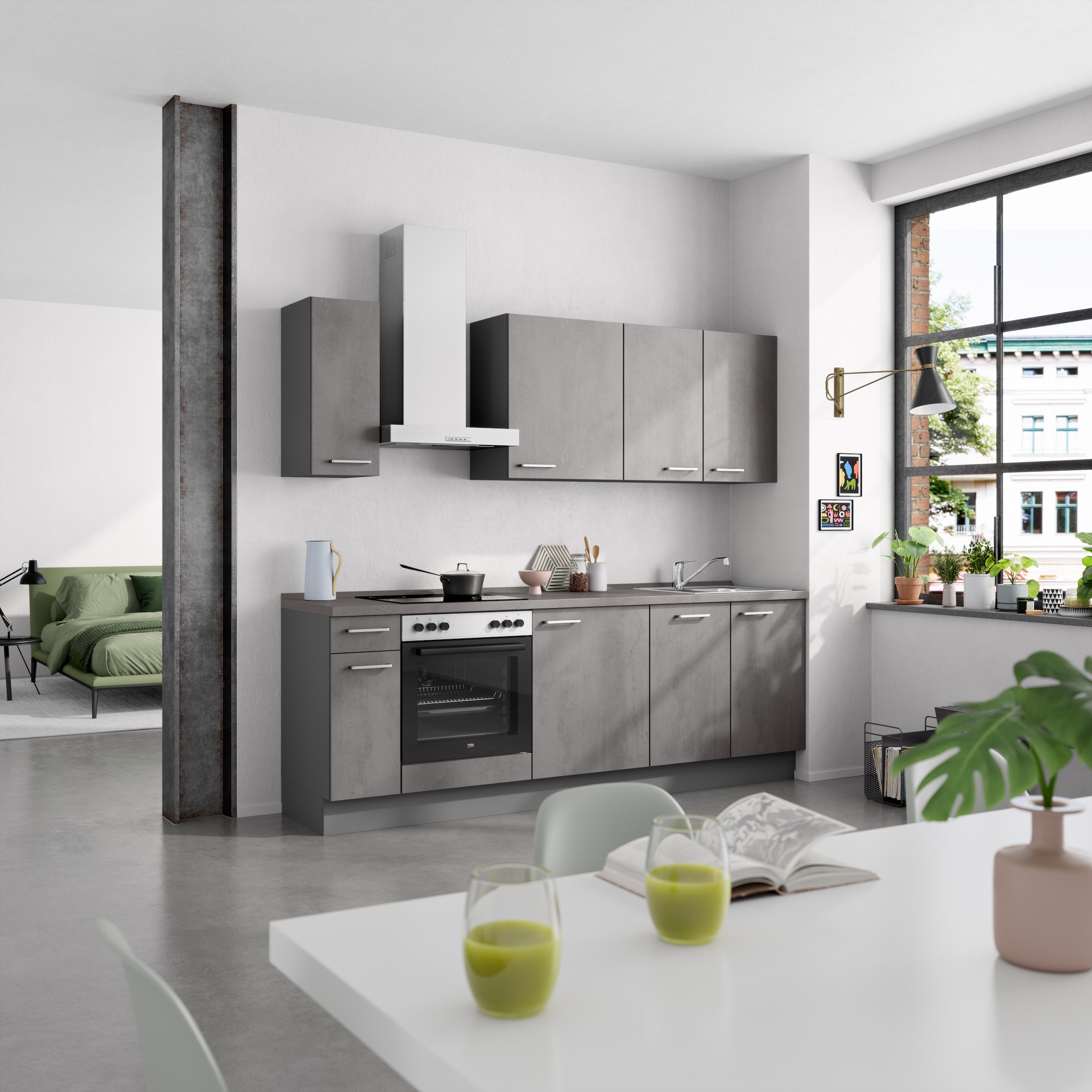 nobilia® Küchenzeile »"Riva I"«, vormontiert, Ausrichtung wählbar, Breite 240 cm, wahlw. mit E-Geräten
