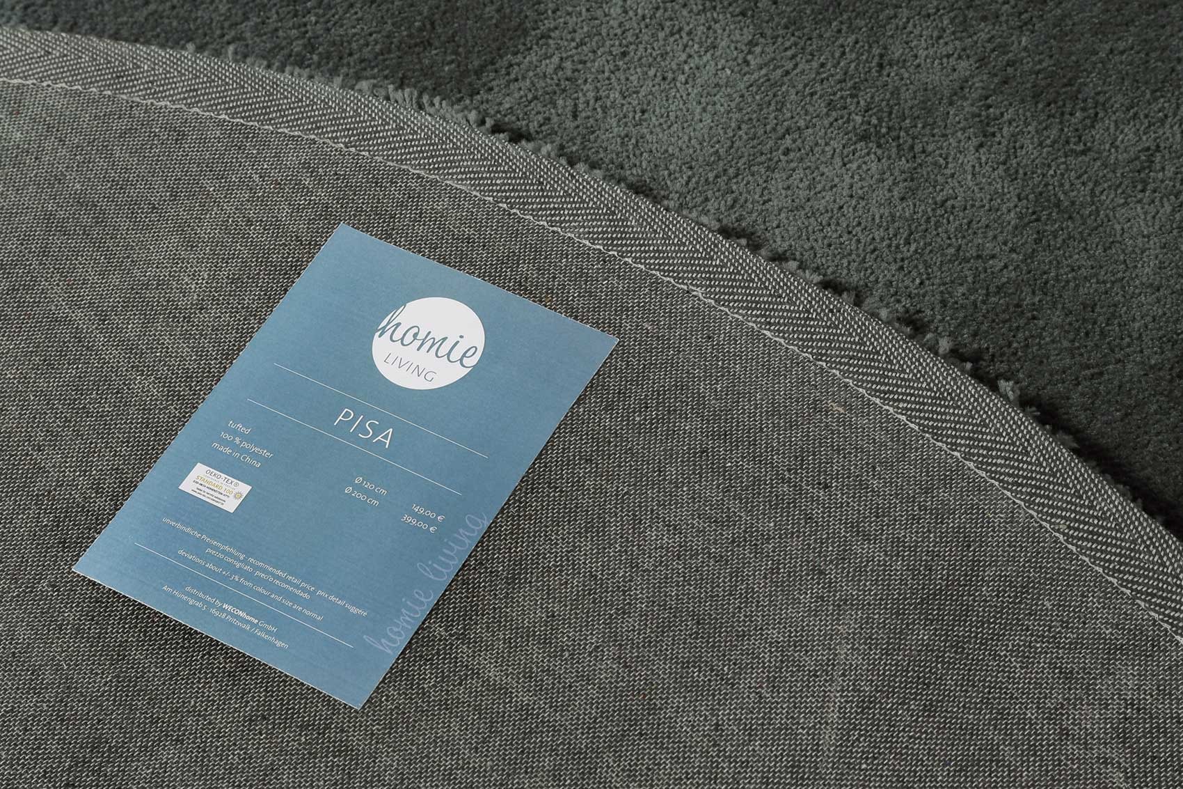Homie Living Teppich »Pisa«, rund, 25 mm Höhe, Hochflor, Microfaser, uni, weich, Shaggy, Wohnzimmer, Schlafzimmer