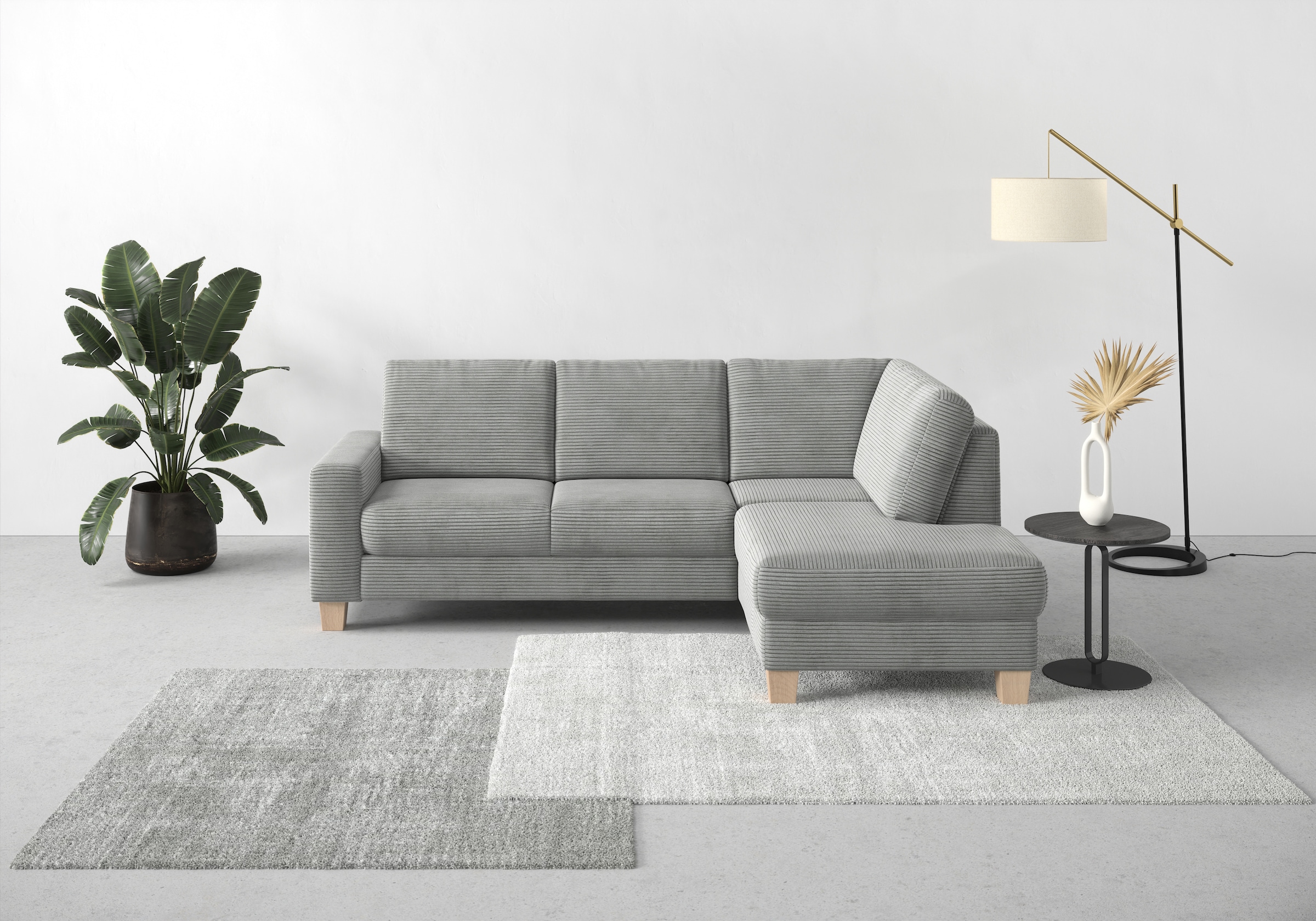 Home affaire Ecksofa »Summer L-Form«, mit Ottomane, wahlweise mit Bettfunktion und Bettkasten, Cord-Bezug