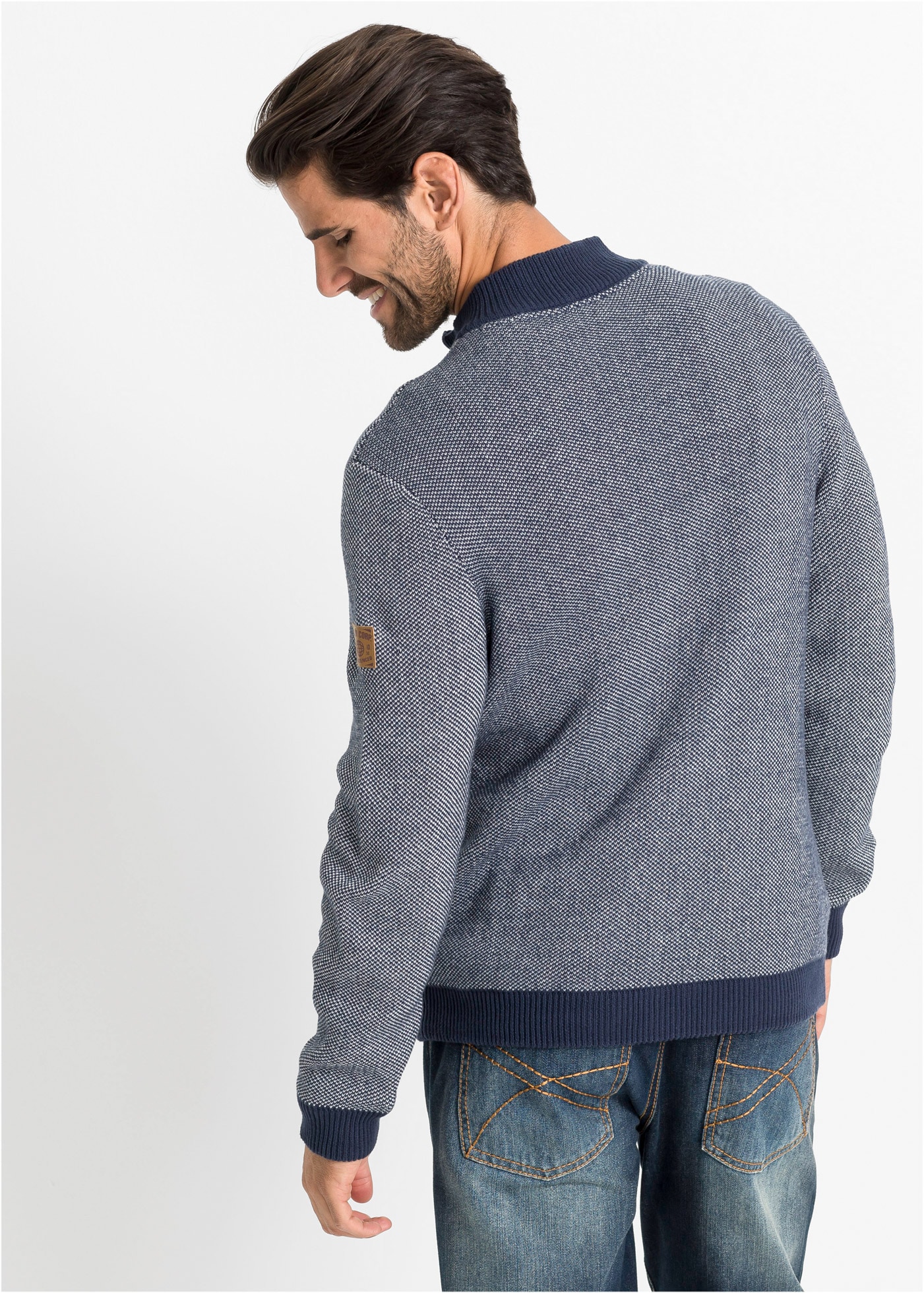 bonprix Strickjacke mit Stehkragen, Regular Fit, unifarben, aus Baumwolle, casual Stil