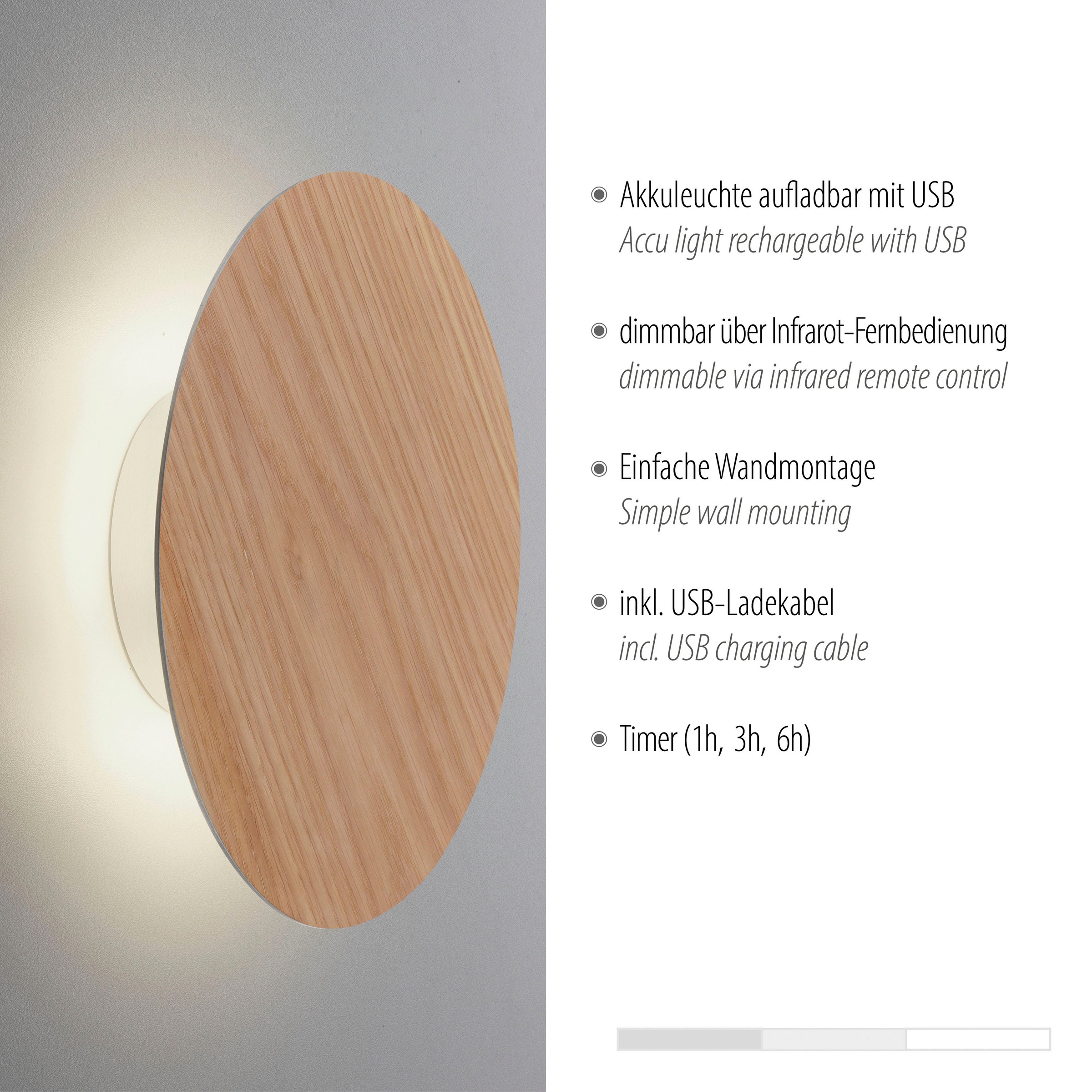 Paul Neuhaus LED Wandleuchte »AKKU PUNTU«, 1 flammig, Leuchtmittel LED-Board | LED fest integriert