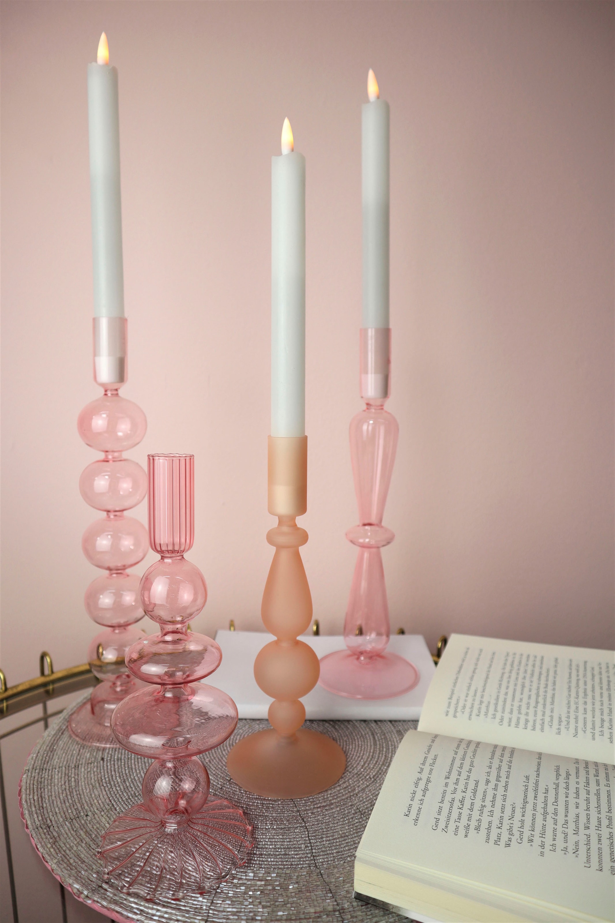 AM Design Kerzenleuchter »Stabkerzenhalter aus Glas«, (Set, 2 St.), Höhe ca. 21 cm