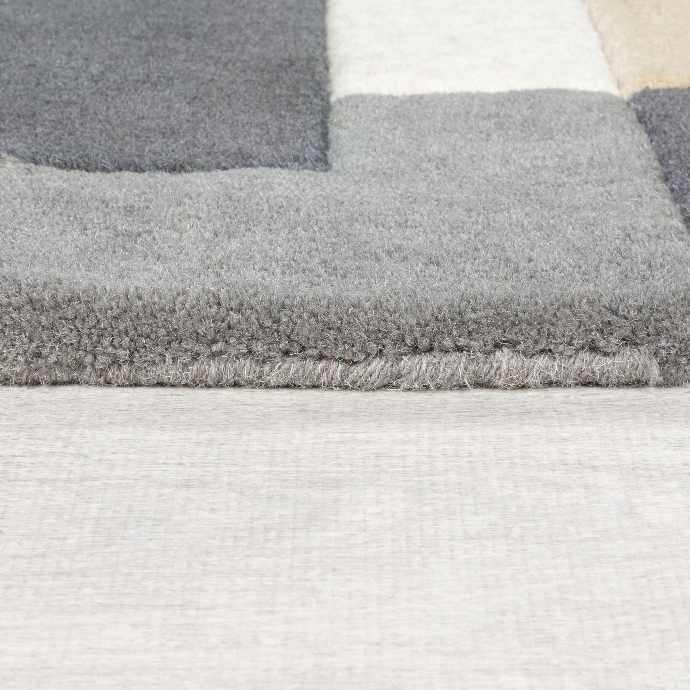 FLAIR RUGS Läufer »Abstract Collage«, rechteckig, 11 mm Höhe, 100% Wolle, Karo Design, Patchwork, modern, mehrfarbig, Teppichläufer