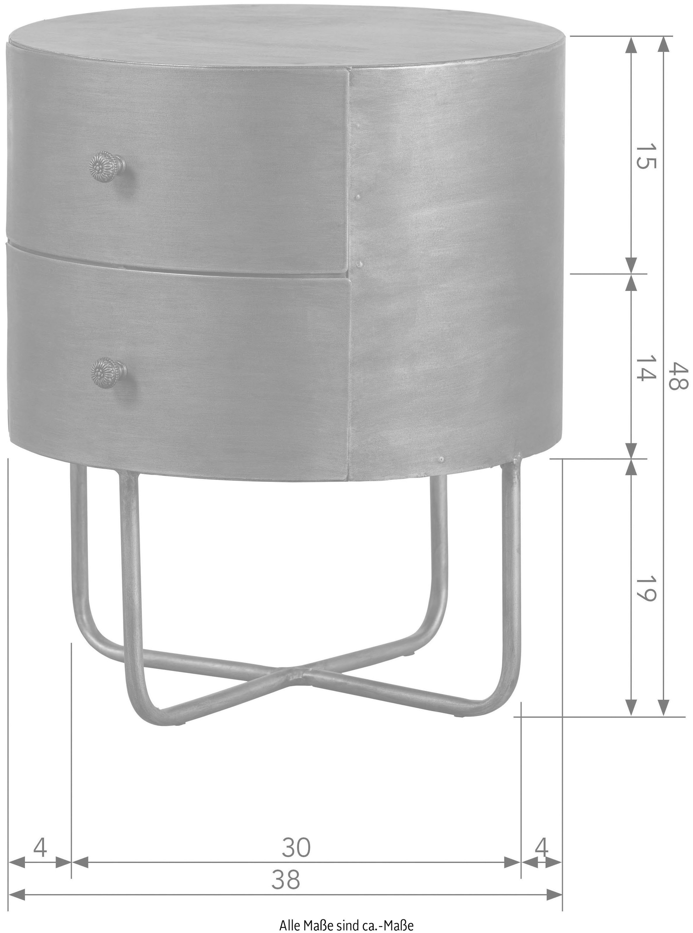 WOOOD Beistelltisch »Glossy«, Beschichtung aus antikem Messing, H 48 cm x B 38 cm