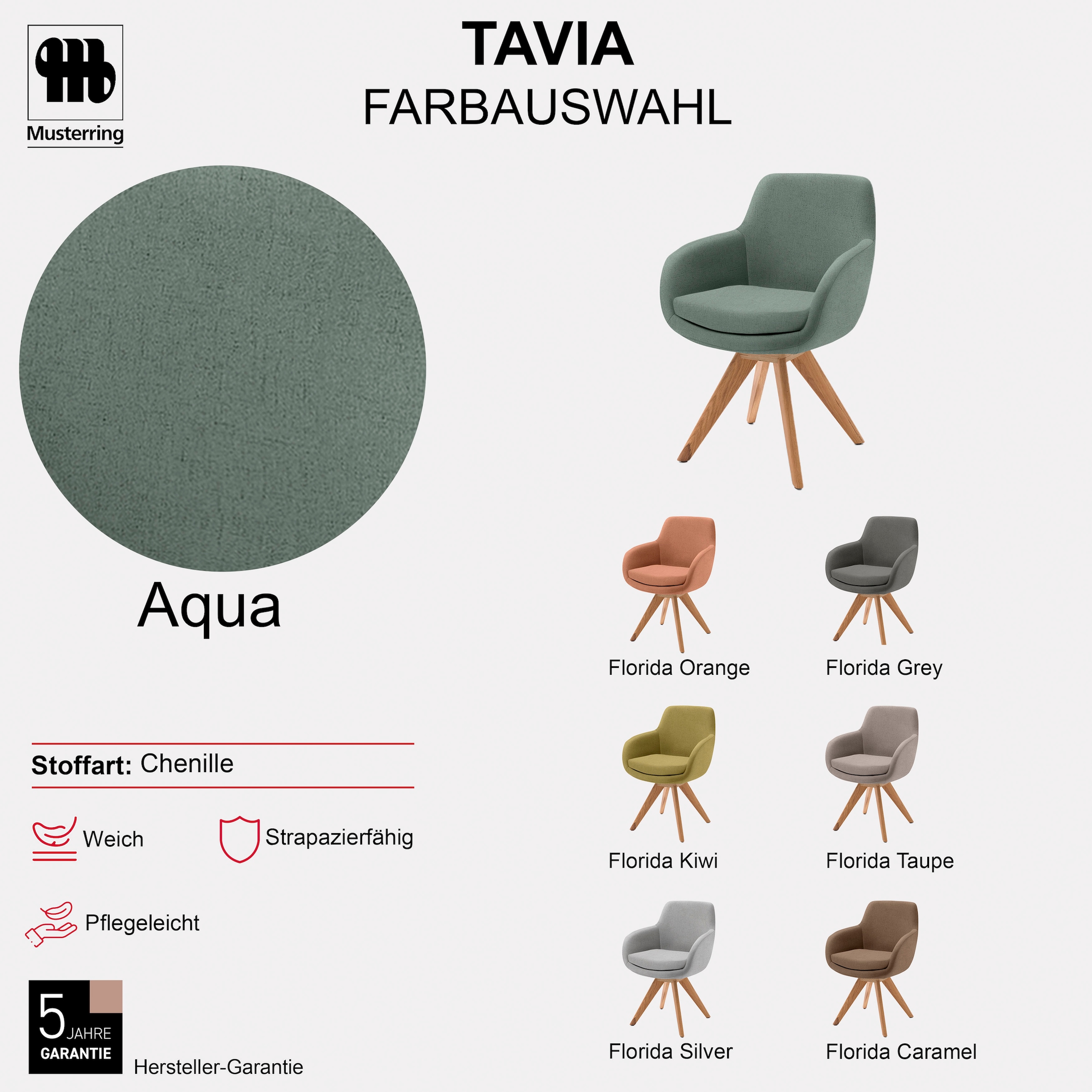 Musterring Esszimmerstuhl »Tavia« (Set) 2 Stk.Stativgestell Wildeiche massiv, Drehfunktion optional, diverse Farben