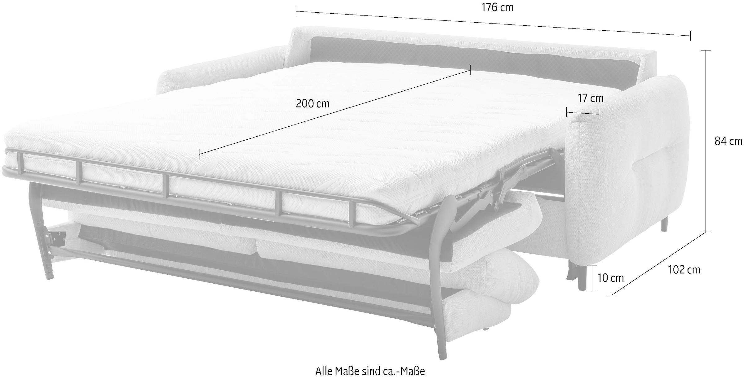 Home affaire 2-Sitzer »Clevina, Schlafsofa mit Kaltschaummatratze, Breite 176 cm« Sofa & Bett in einem – kinderleicht ausklappbar & freistellbar im Raum