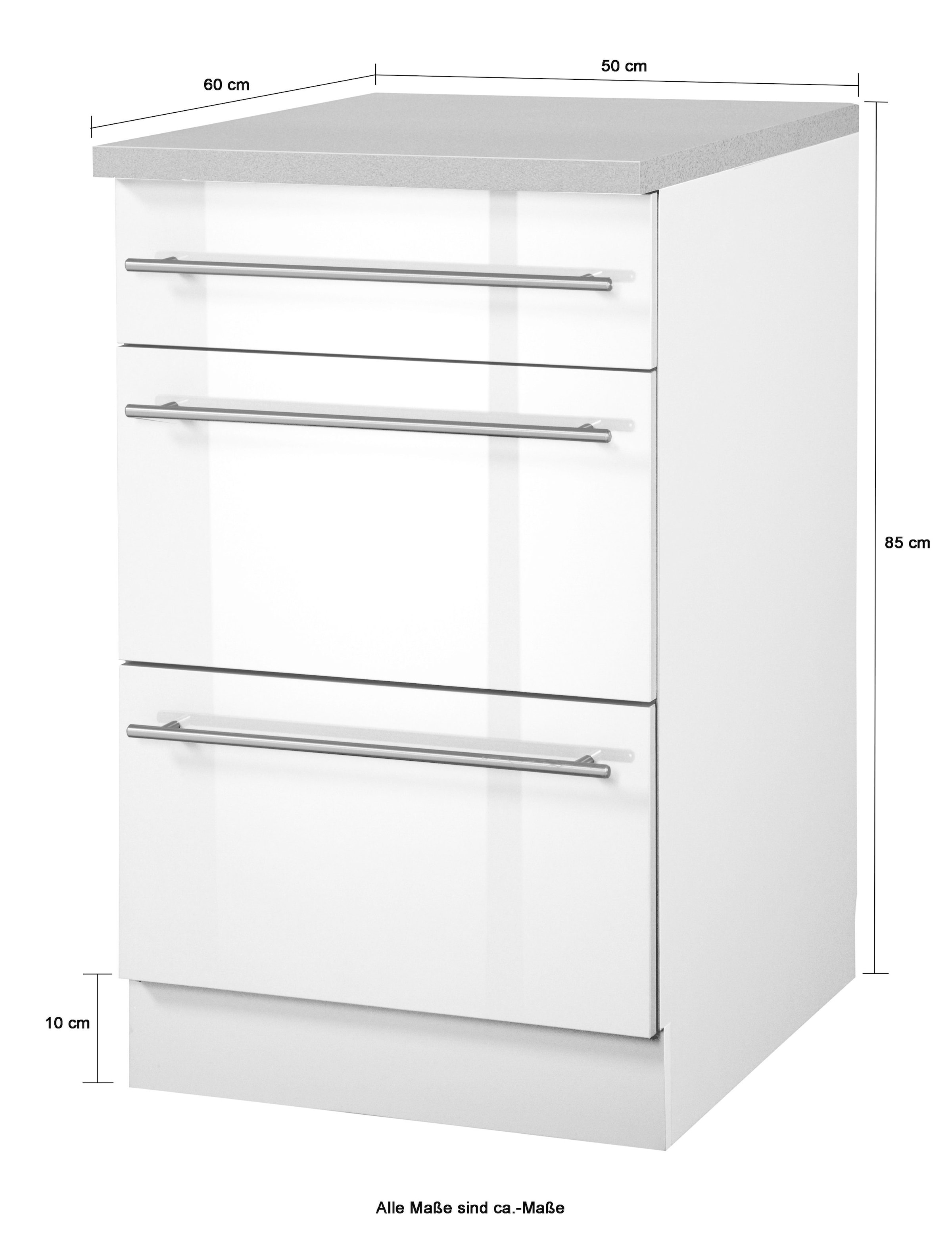 wiho Küchen Unterschrank »Chicago« 50 cm breit mit 2 Auszügen