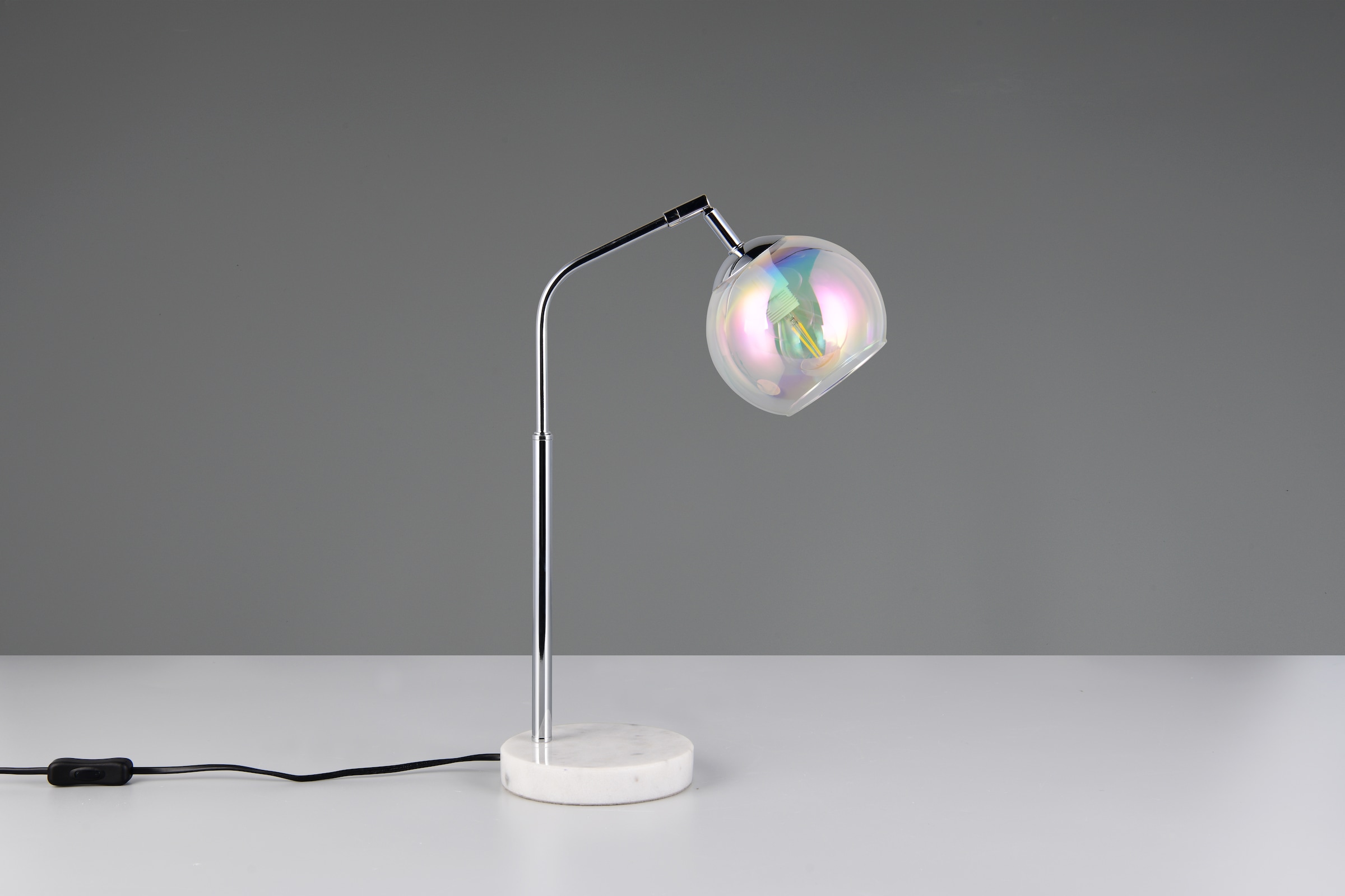 TRIO Leuchten Schreibtischlampe »PAXTON, exkl. 1x E14 max 10W, Leseleuchte Nachttischlampe«, 1 flammig, Leuchtmittel E14 | Leuchtmittel wechselbar, mit Glas Lampenschirm, Schnurschalter, Höhe 45 cm, Tiefe 28 cm