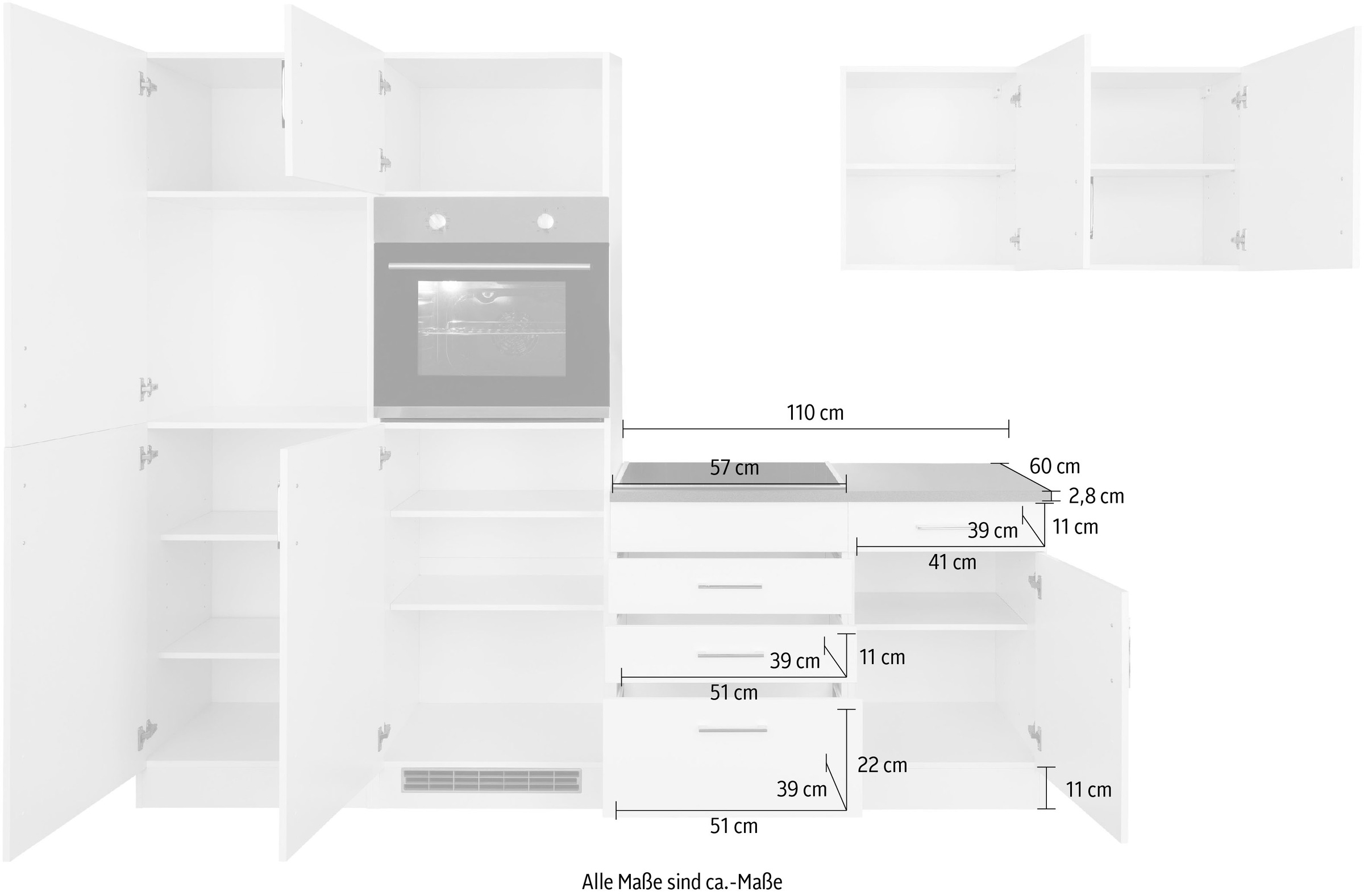 HELD MÖBEL Winkelküche »Paris«, ohne E-Geräte, Stellbreite 290/220 cm