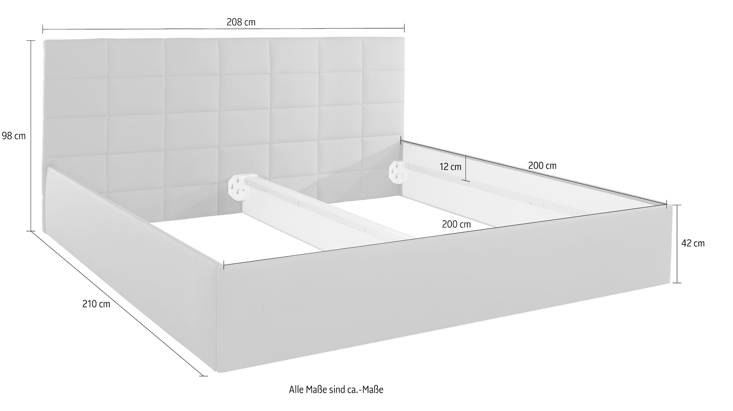 9. Bild von Westfalia Schlafkomfort Polsterbett, inkl. Bettkasten bei Ausführung mit Matratze, in 2 Höhen