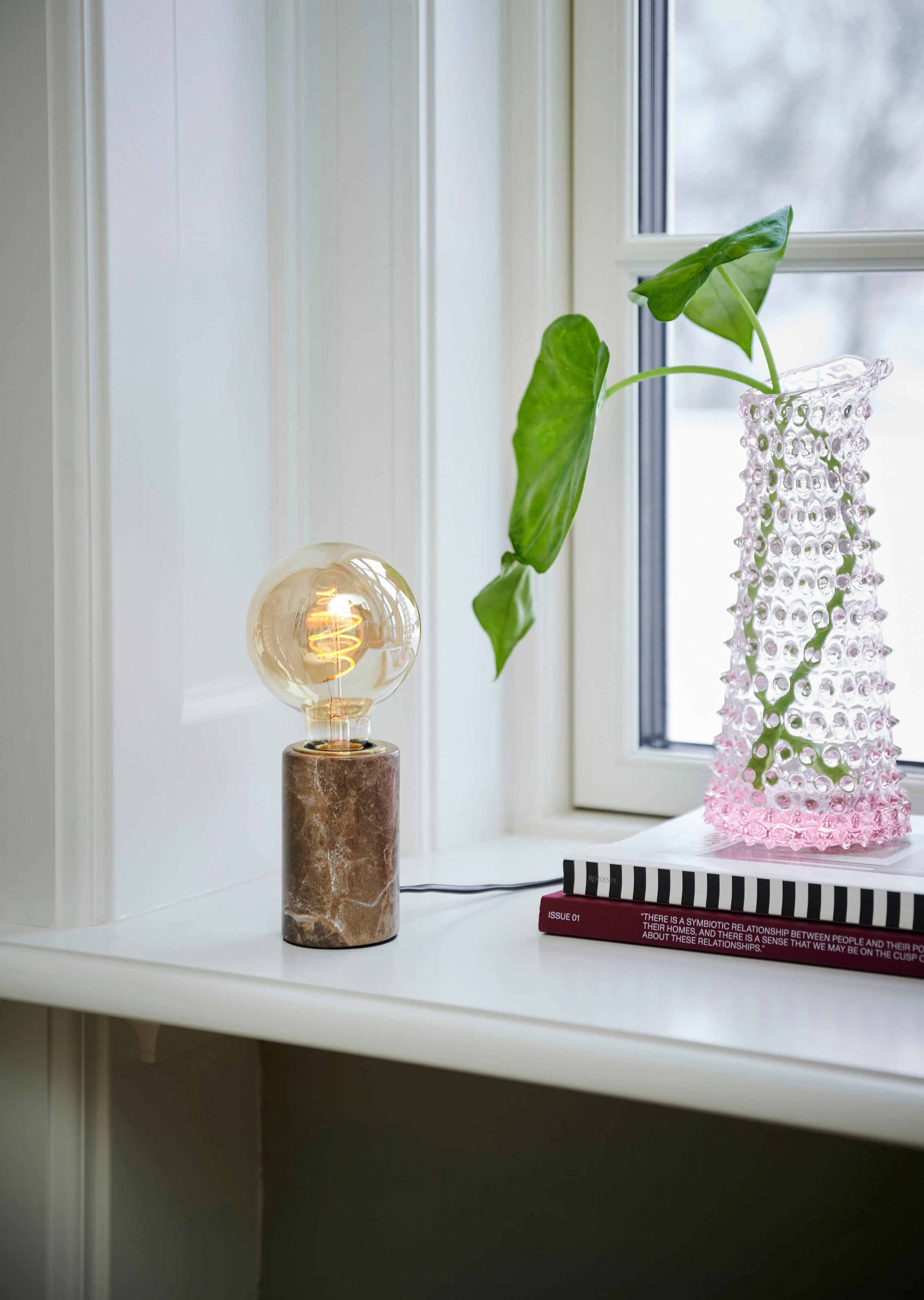 Nordlux Tischleuchte »Siv Marble«, Leuchtmittel E27 | ohne Leuchtmittel, Natürlicher Stil, einzigartige Marmorstruktur, für E27 LED Leuchmittel