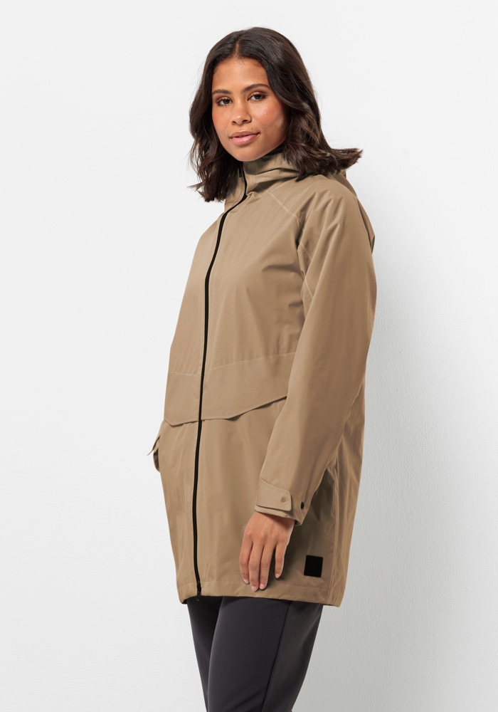 Jack Wolfskin Langjacke »MAINKAI LONG JKT W«, mit Kapuze