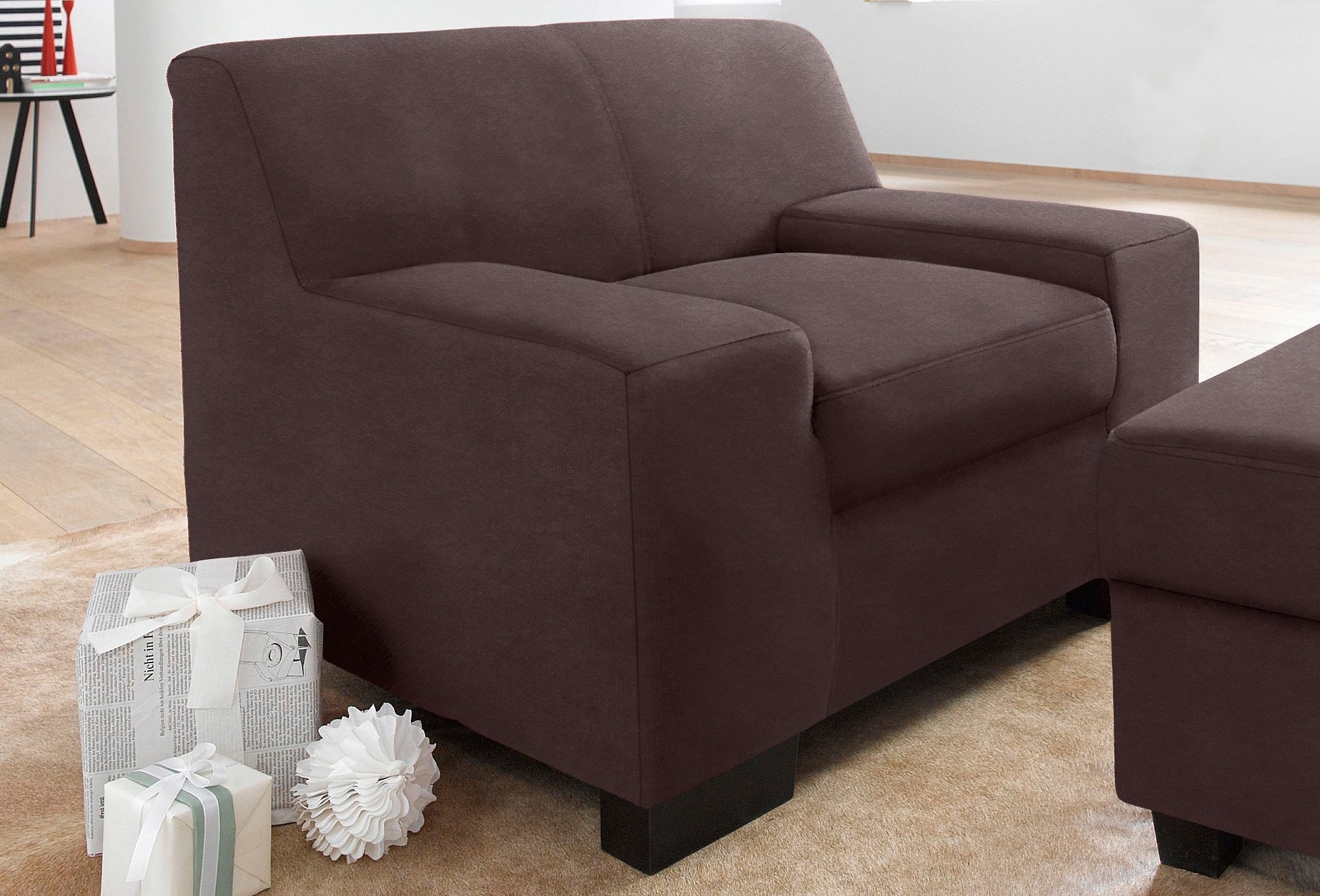 DOMO collection Sessel »Norma kubisch und zeitlos, komfortabel, flache Arml günstig online kaufen