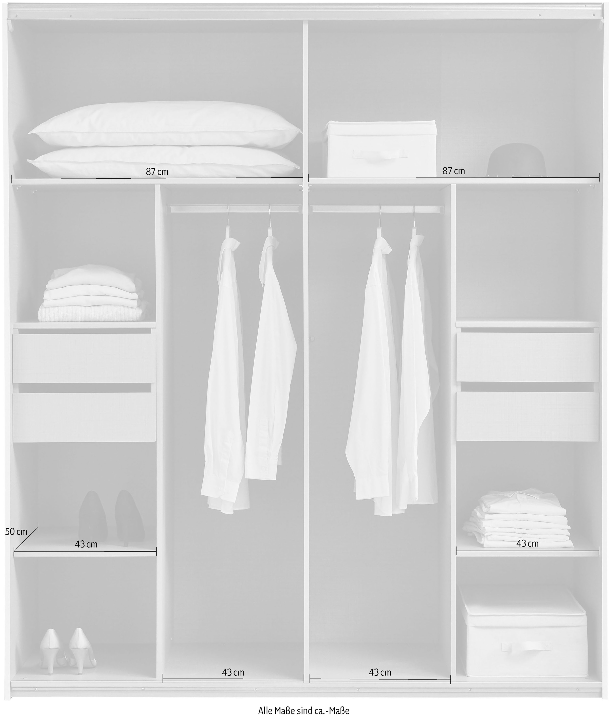Wimex Schwebetürenschrank »Jork Kleiderschrank mit Spiegel, schwarze Metallgriffe«, Schrank in verschiedenen Größen und Innenausstattungsvarianten