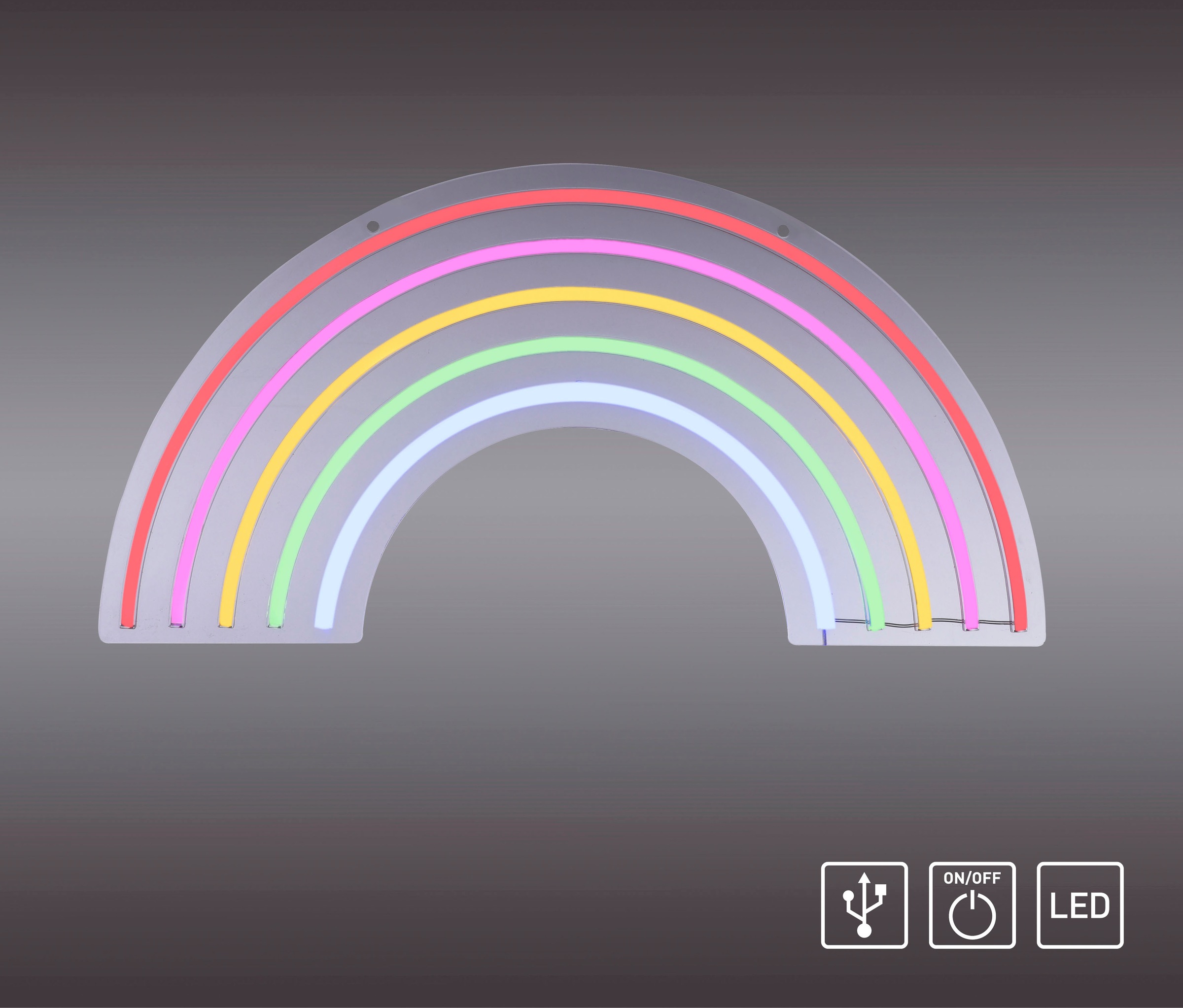 JUST LIGHT LED Wandleuchte »NEON-RAINB«, 1 flammig, Leuchtmittel LED-Board | LED fest integriert
