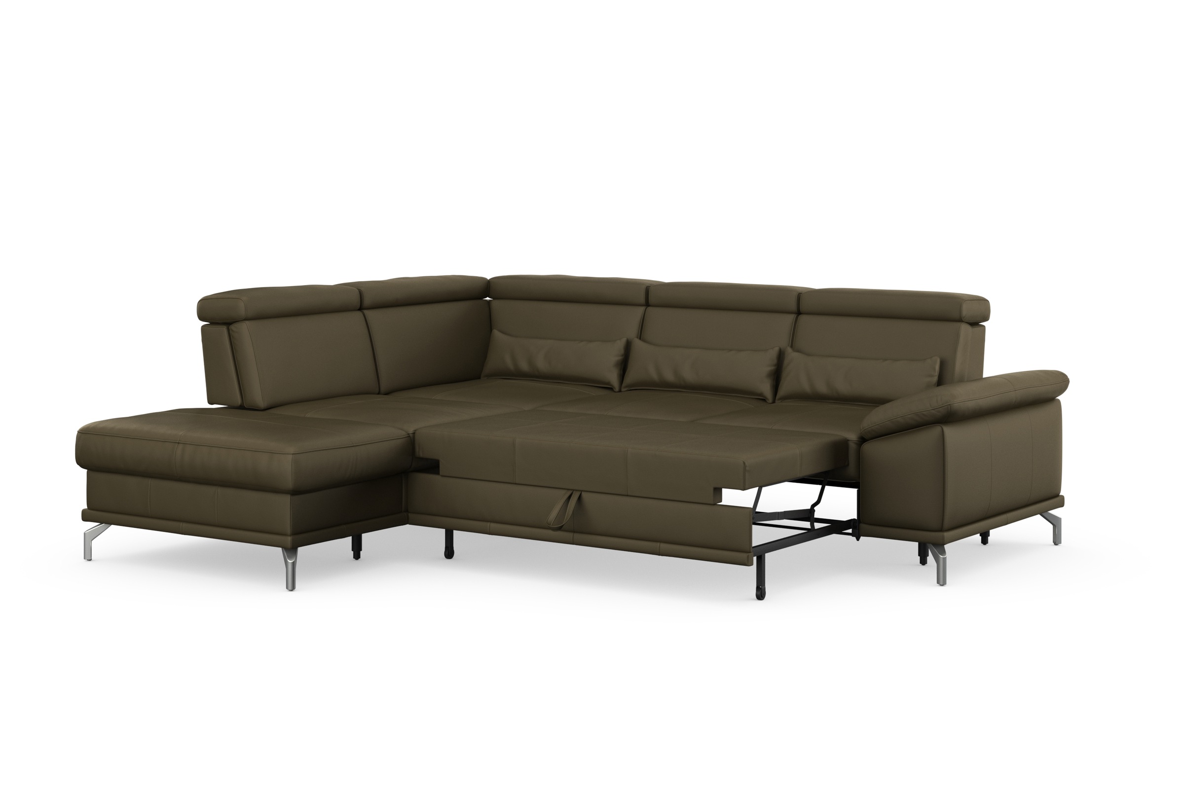 sit&more Ecksofa »Cabrio L-Form, mit Sitztiefenverstellung, Arm- und Kopfteilverstellung«, 3 Nierenkissen, Federkern, optional Bettfunktion und Stauraum